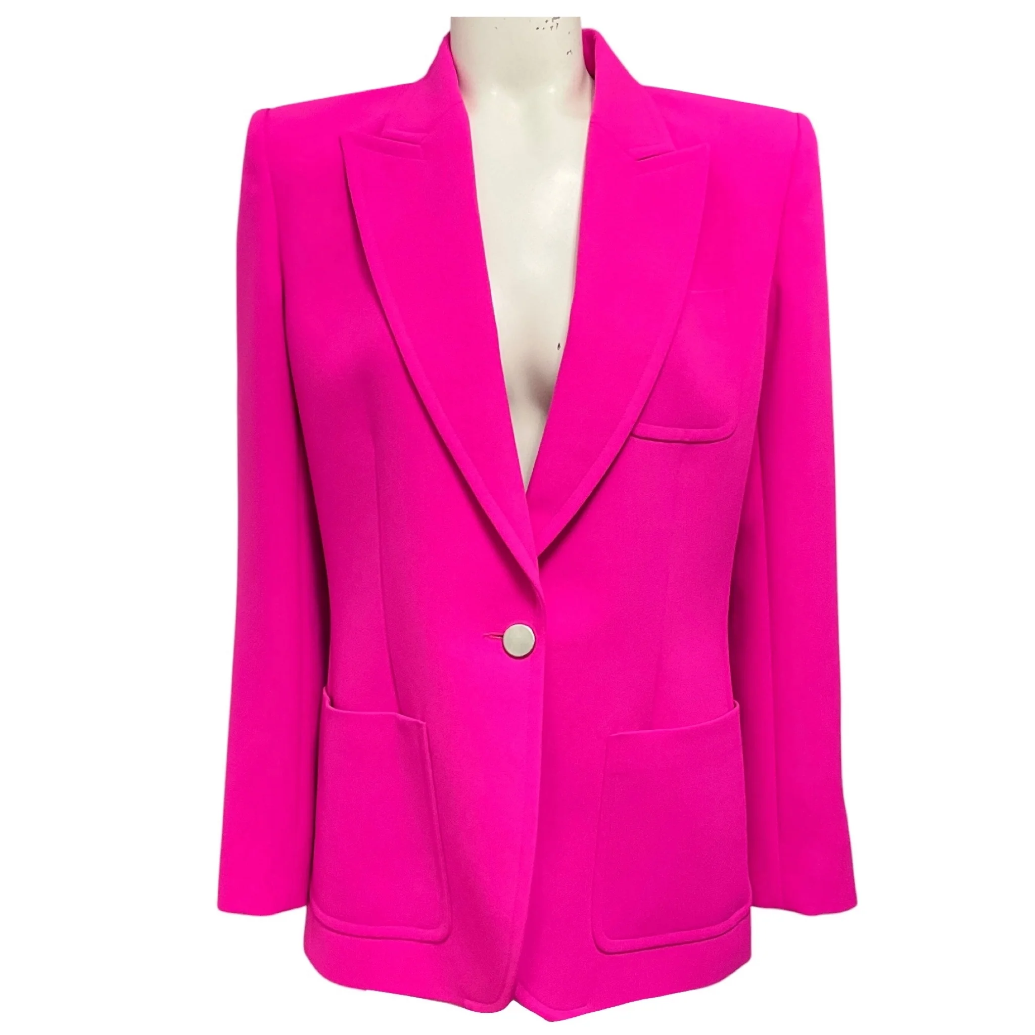 Barbara Bui Hot Pink Tailored One Button Crepe Blazer Jacket