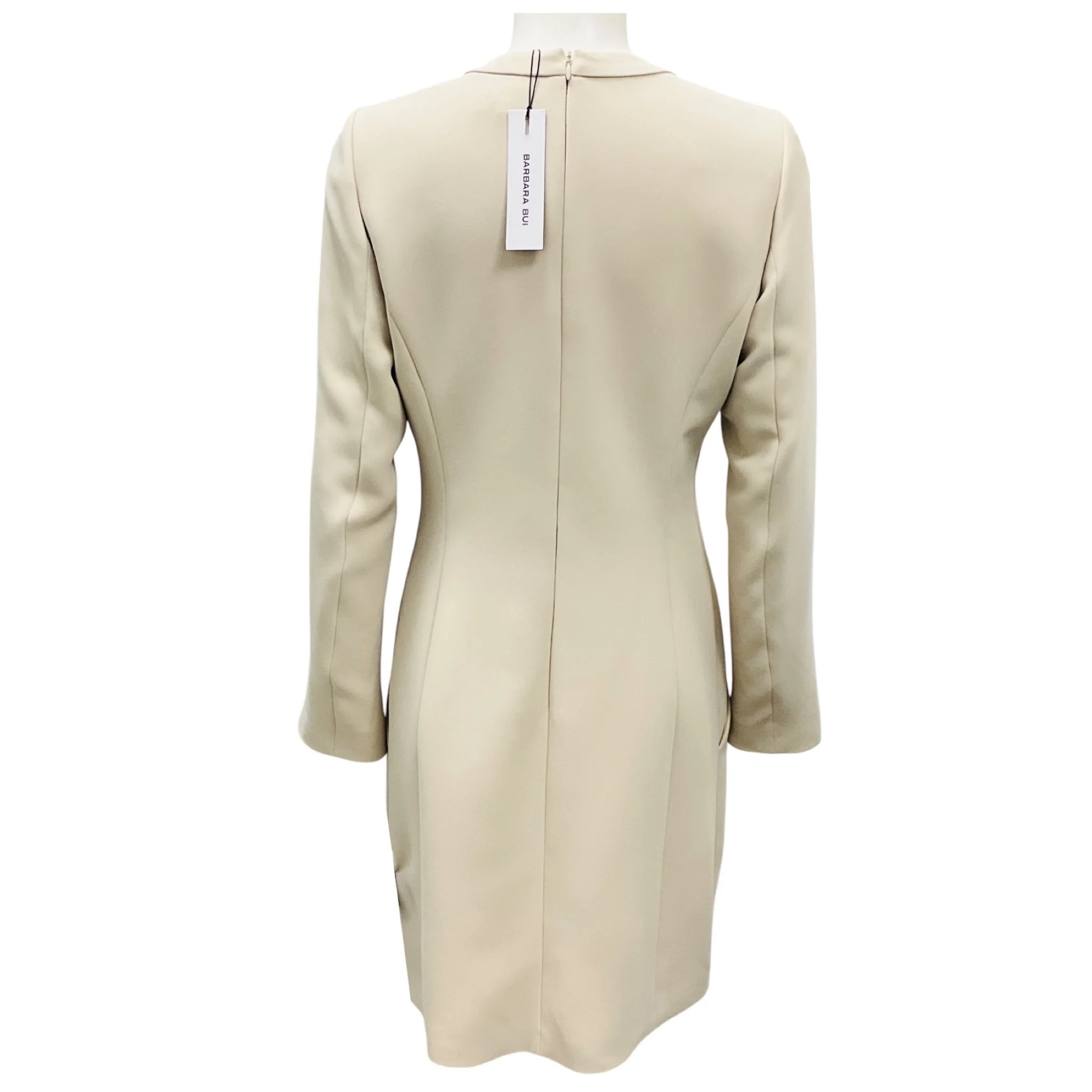 Barbara Bui Light Beige Buckle Adorned Dress with Slit Sleeves - Image 3
