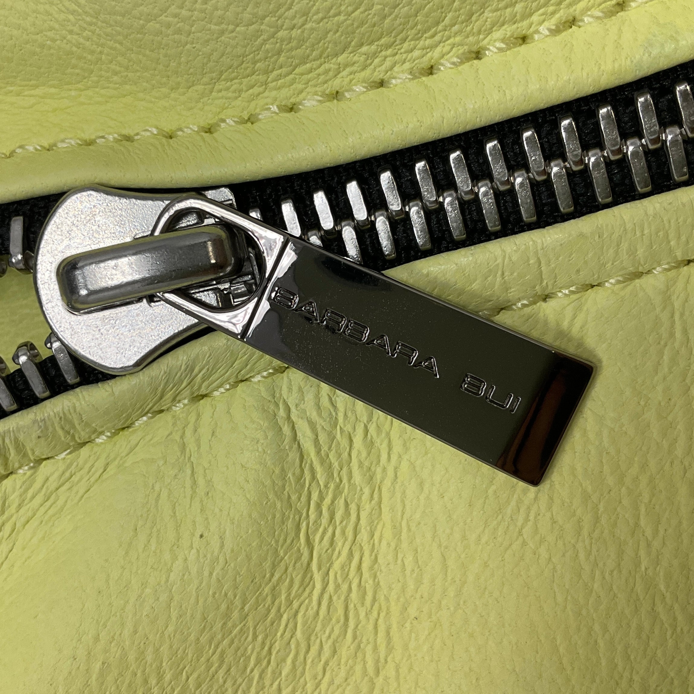 Barbara Bui Lime Moto Zip Lambskin Leather Jacket - Image 4