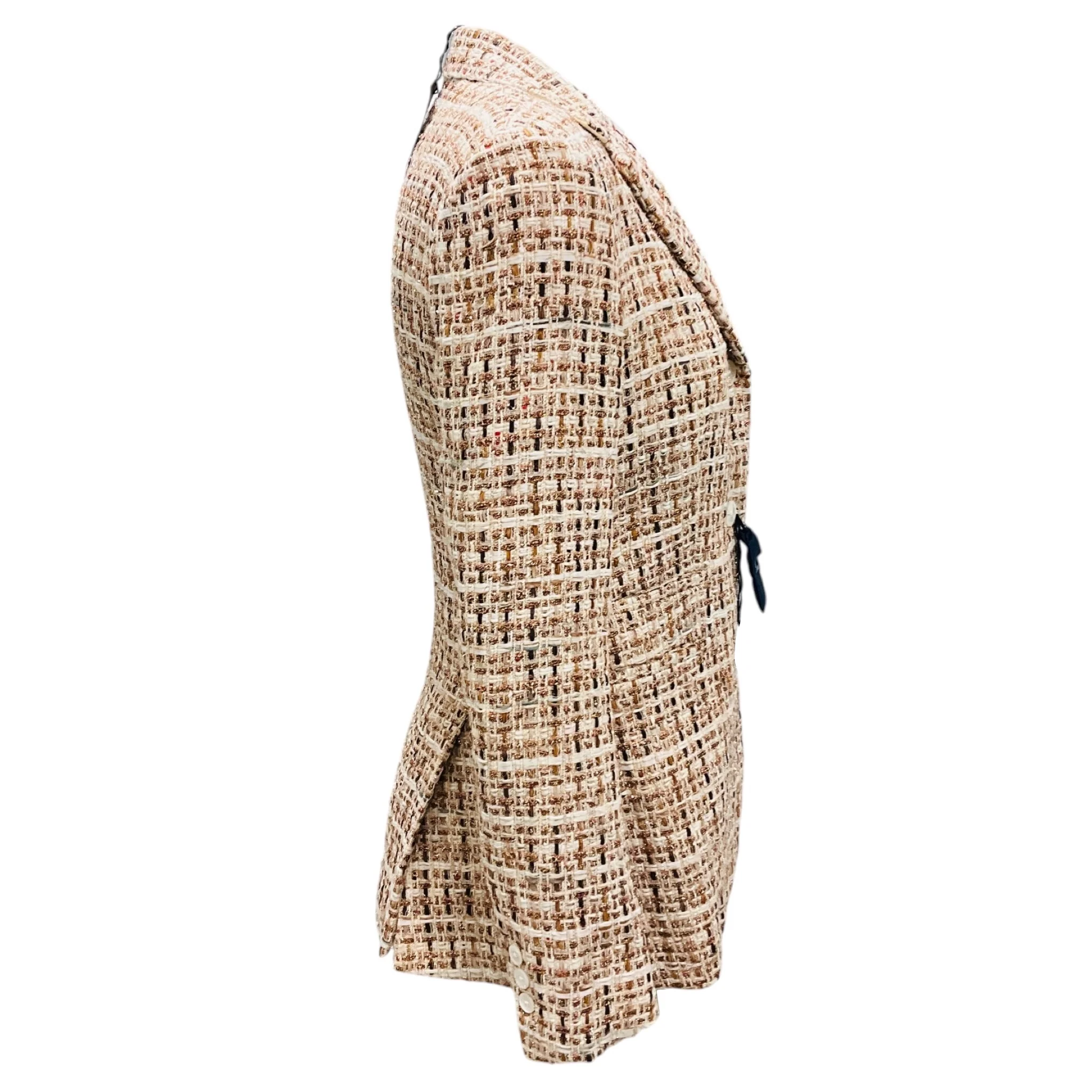 Belvest Ivory / Copper Metallic Tweed Blazer - Image 2