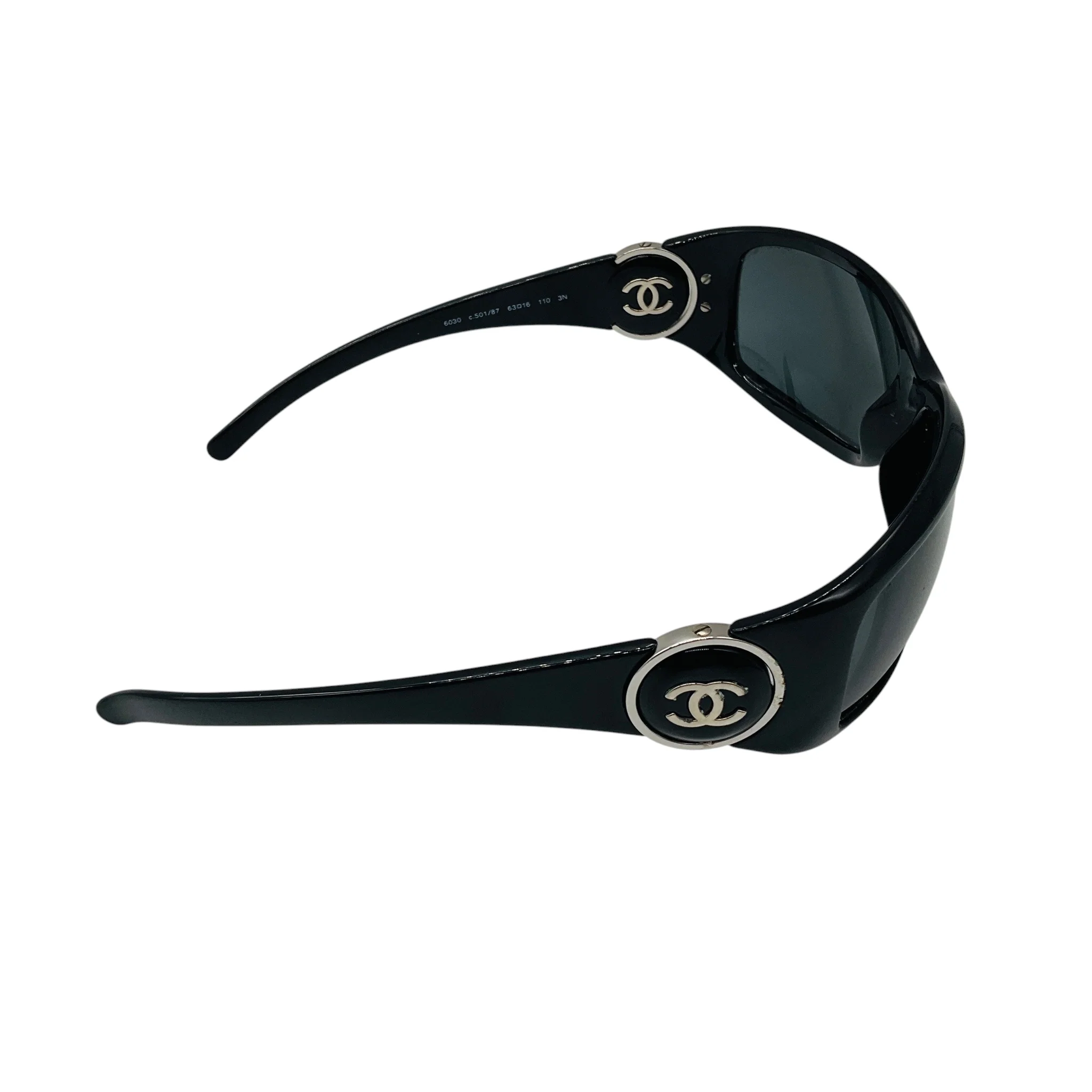 Chanel Black / Silver CC Logo Acetate Frame Sunglasses - Image 4