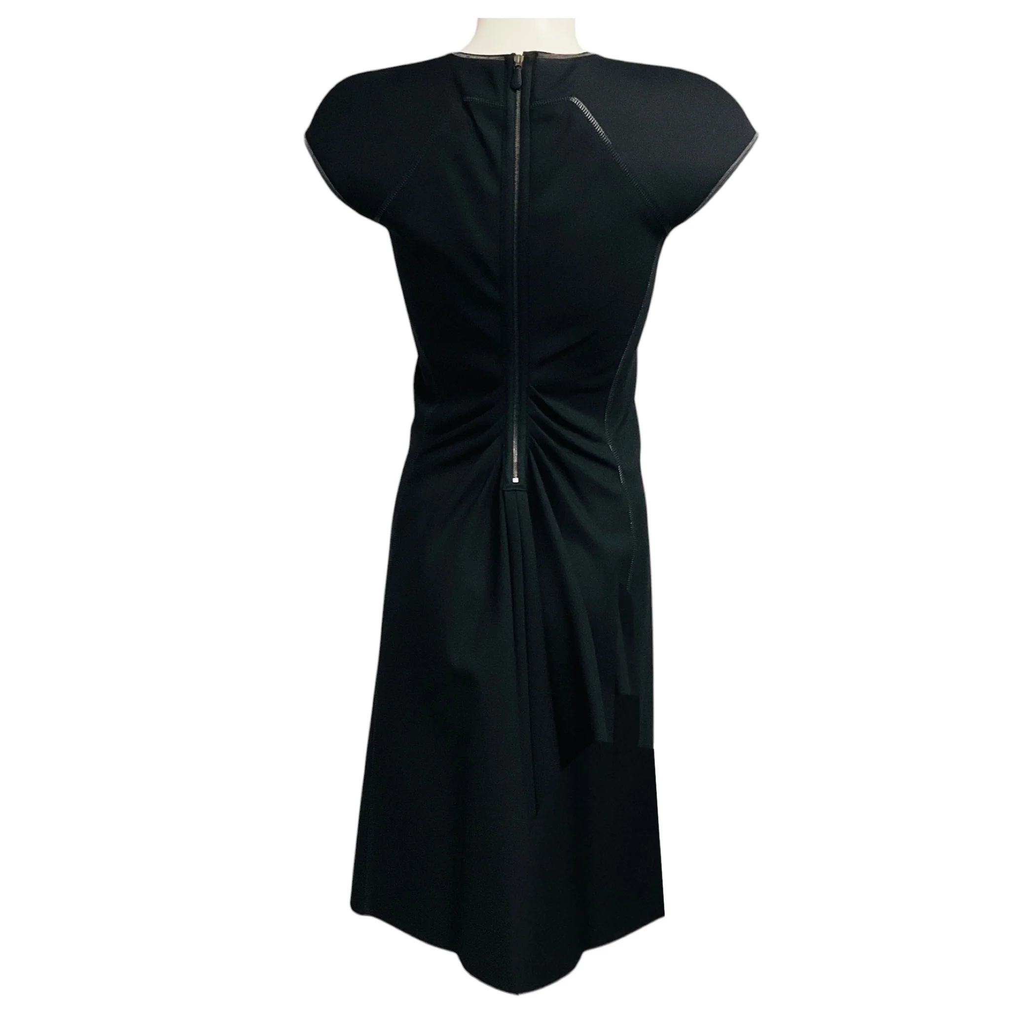 Bottega Veneta Black Cap Sleeved Scuba Stretch Midi Dress - Image 3