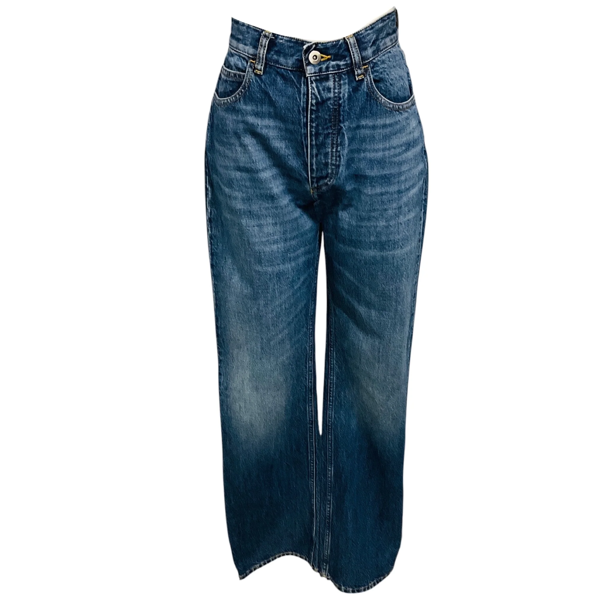 Bottega Veneta Blue Original Medium Wash Indigo Straight Leg Denim Jeans