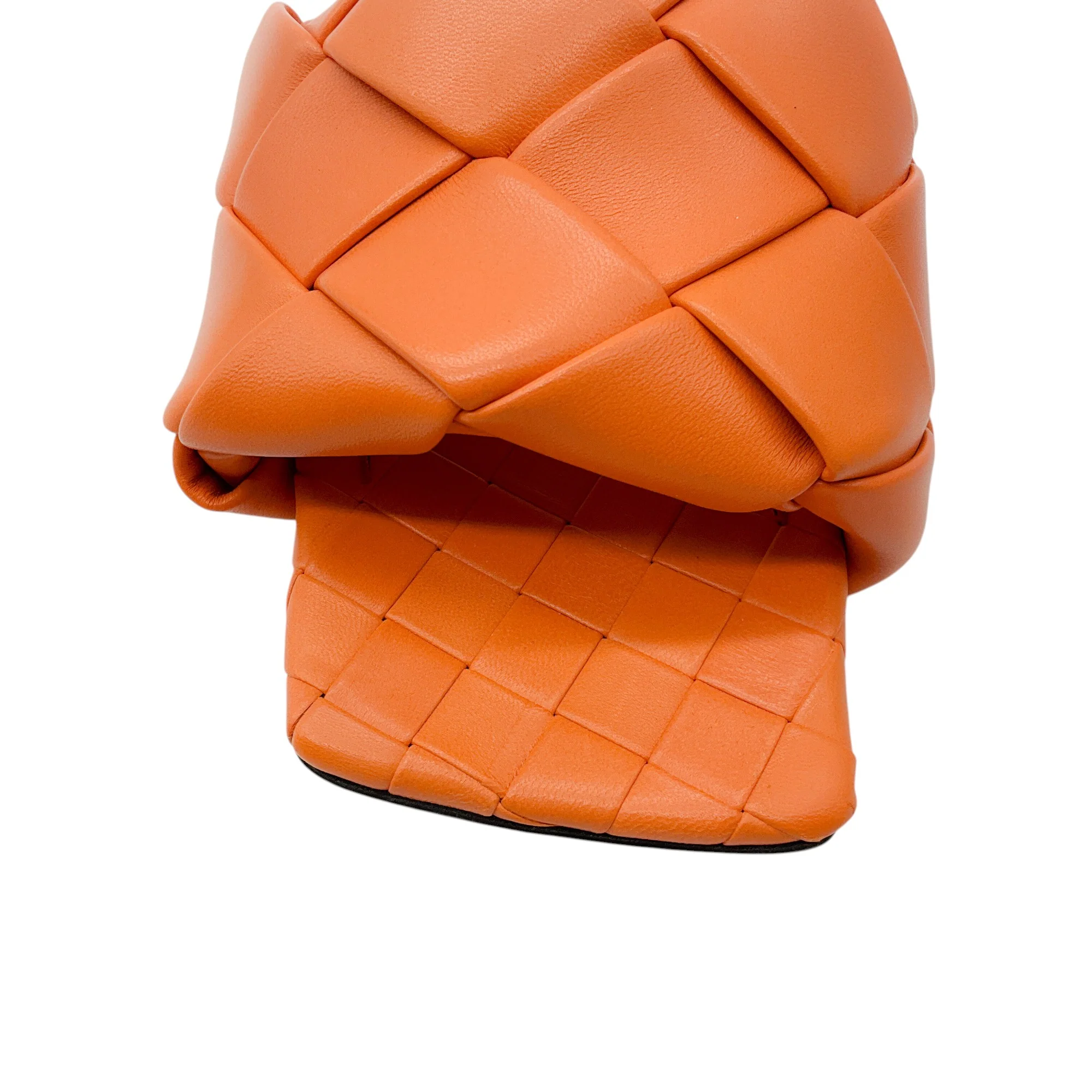 Bottega Veneta Orange Lido Intrecciato Leather Flat Slide Sandals - Image 5