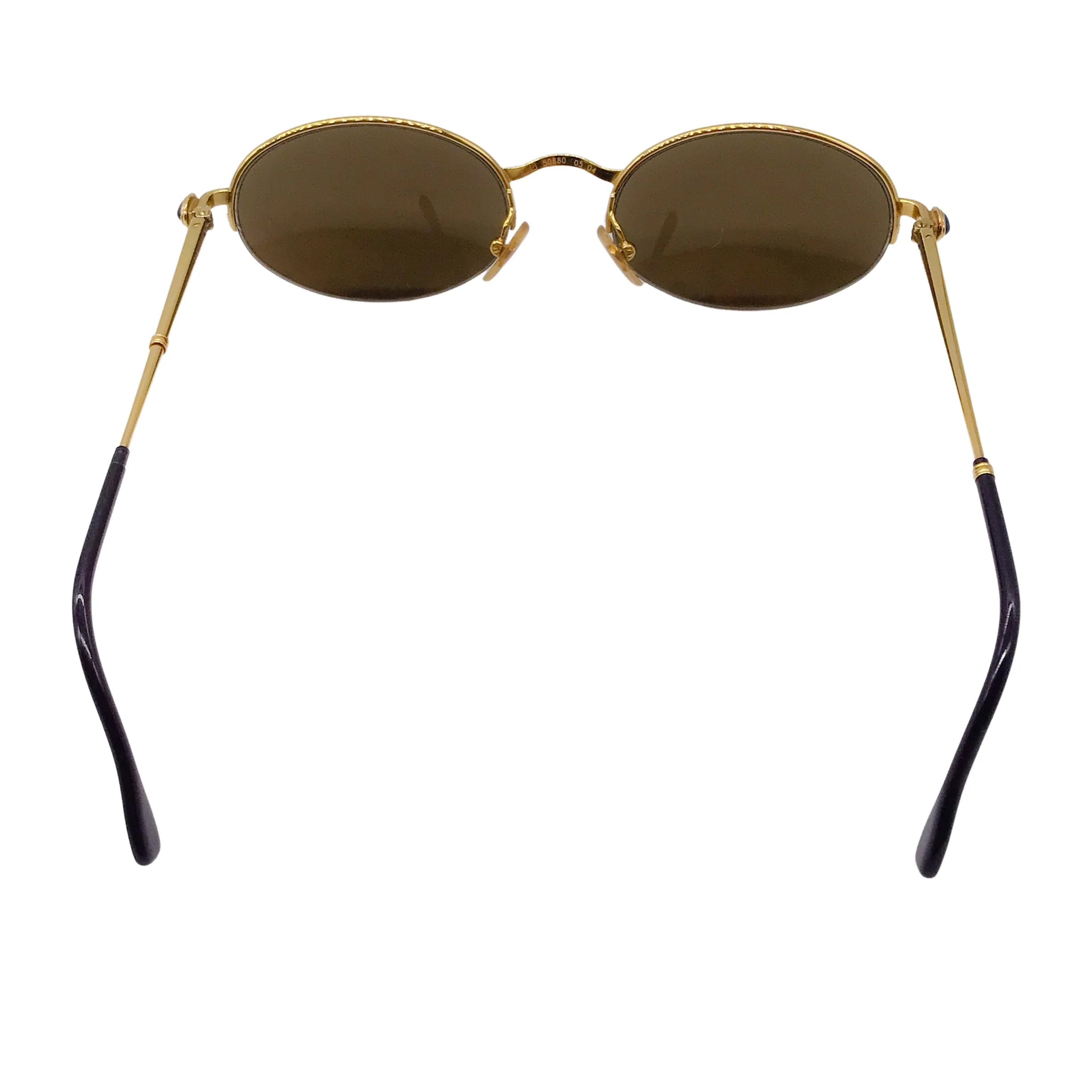 Boucheron Blue Vintage 1990s Retro Round Lens Gold Plated Sunglasses - Image 4