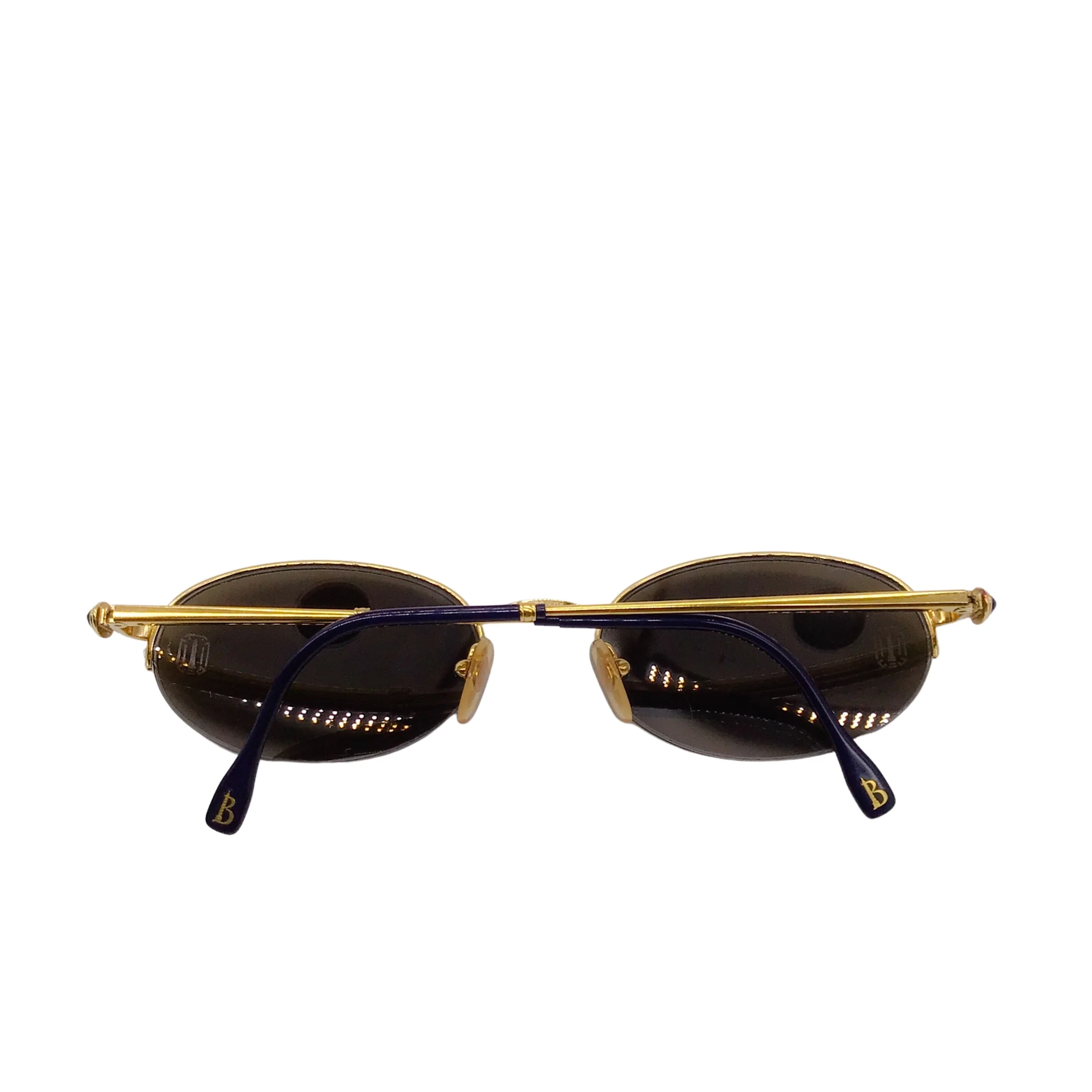 Boucheron Blue Vintage 1990s Retro Round Lens Gold Plated Sunglasses - Image 6