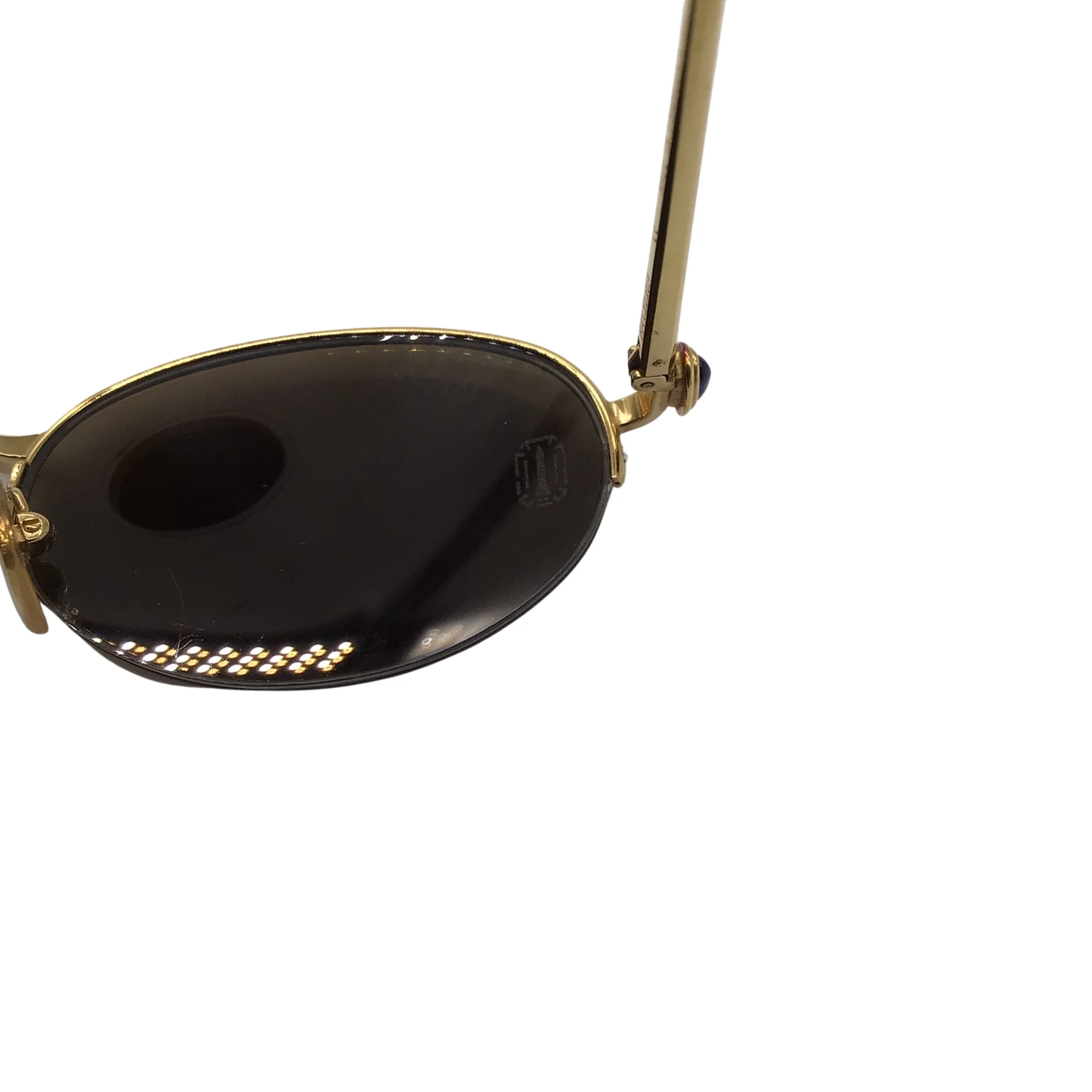 Boucheron Blue Vintage 1990s Retro Round Lens Gold Plated Sunglasses - Image 8