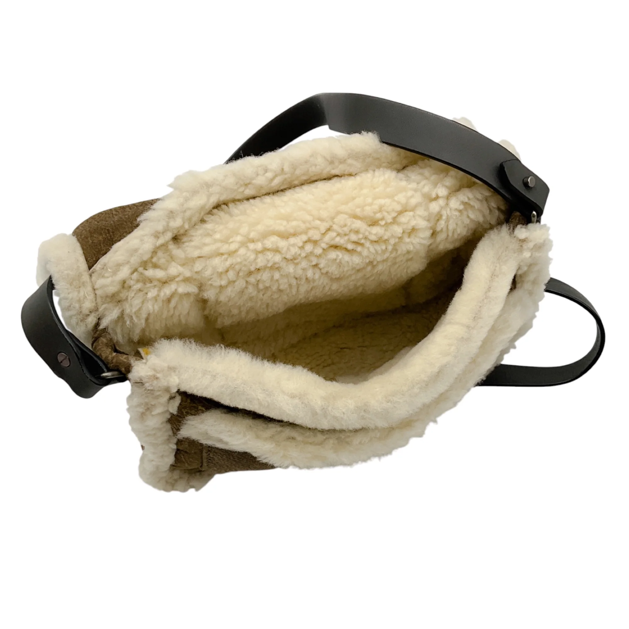 Brunello Cucinelli Brown / Cream Monili Bead Embellished Lamb Shearling Handbag - Image 7