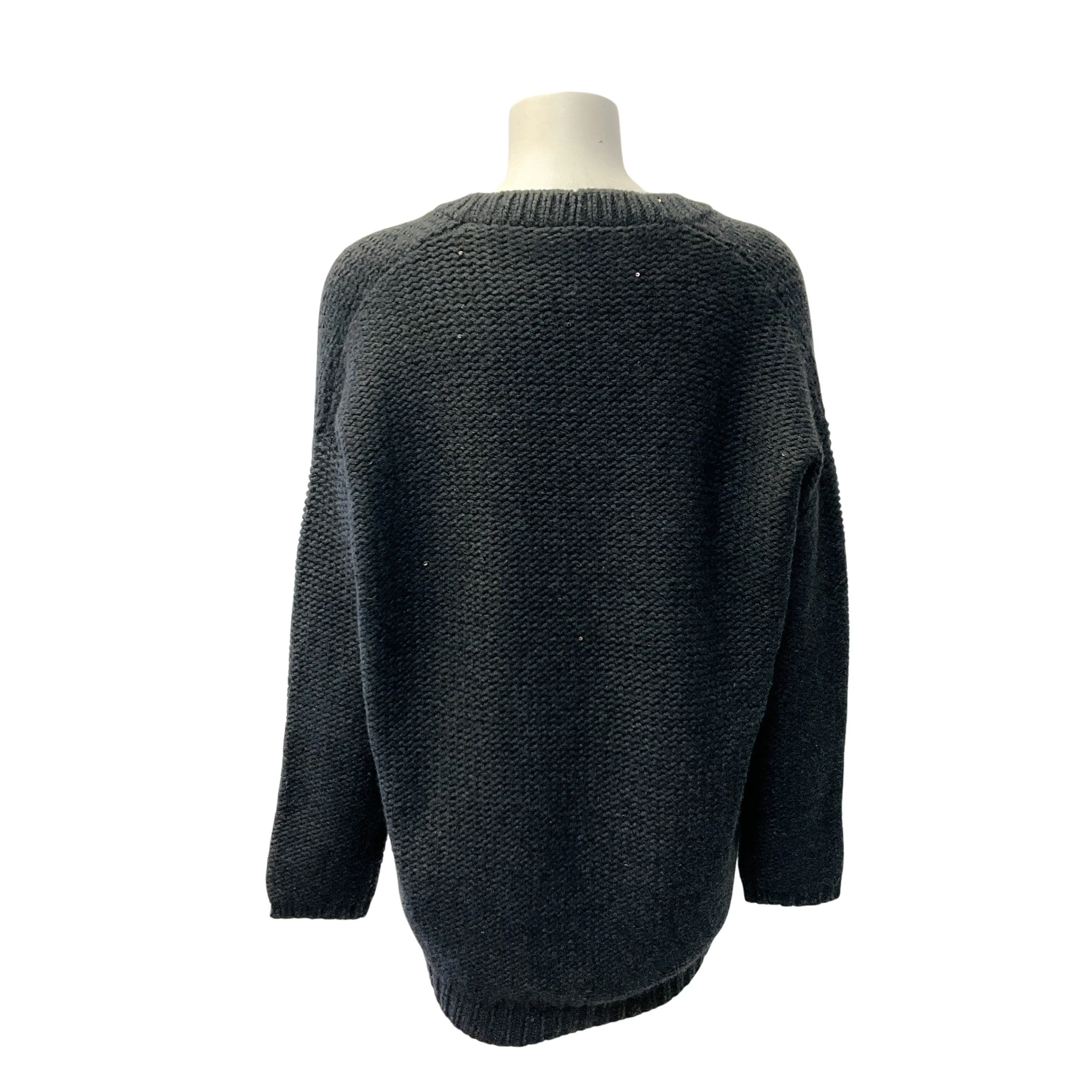 Brunello Cucinelli Charcoal Grey Cashmere V Neck Sweater with Sequins - Image 3