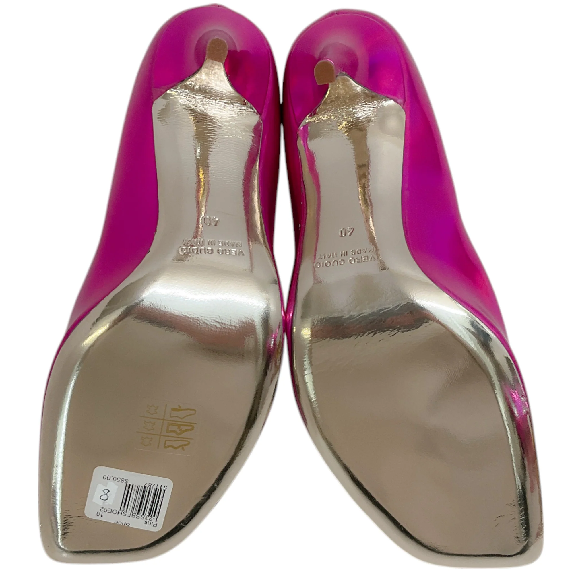 Bruno Frisoni Hot Pink Holographic Leather Pumpette Pumps - Image 14