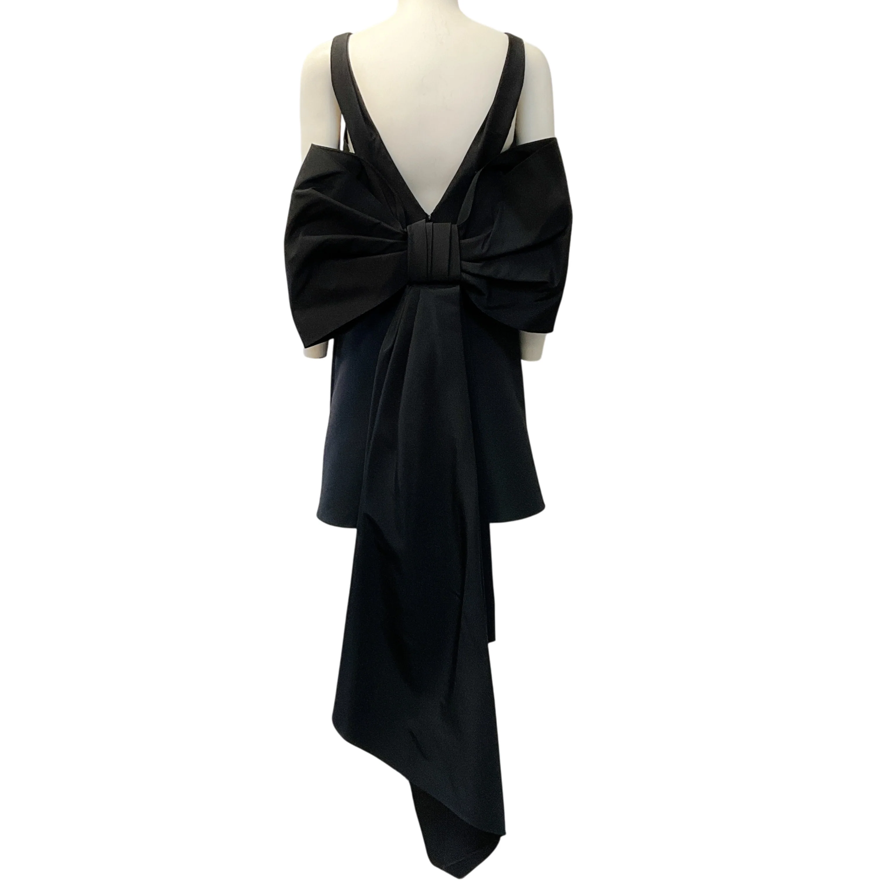 Carolina Herrera Black Silk Sleeveless Mini Dress with Oversized Back Bow - Image 3