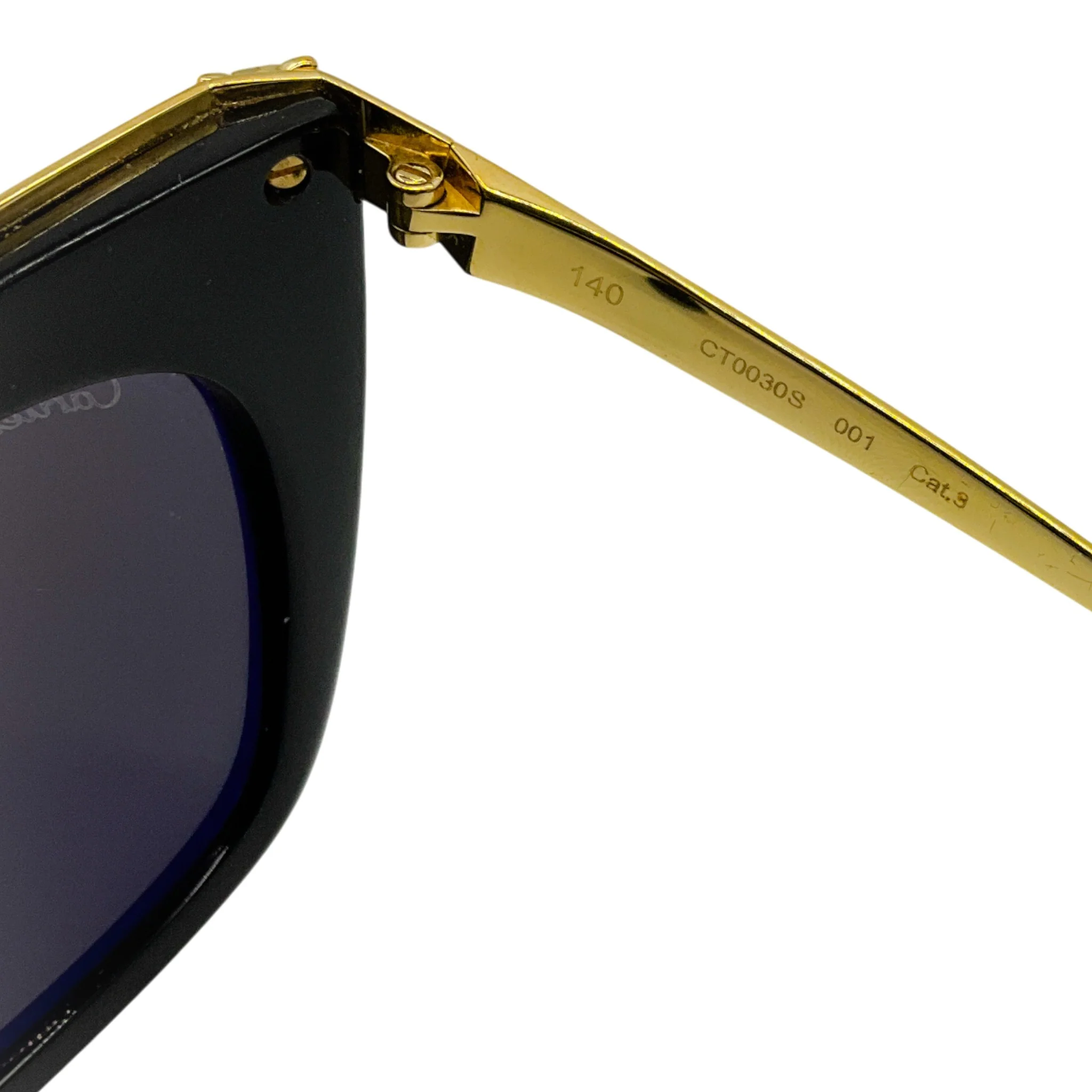 Cartier Black / Gold Panthère Light 55MM Round Sunglasses - Image 6