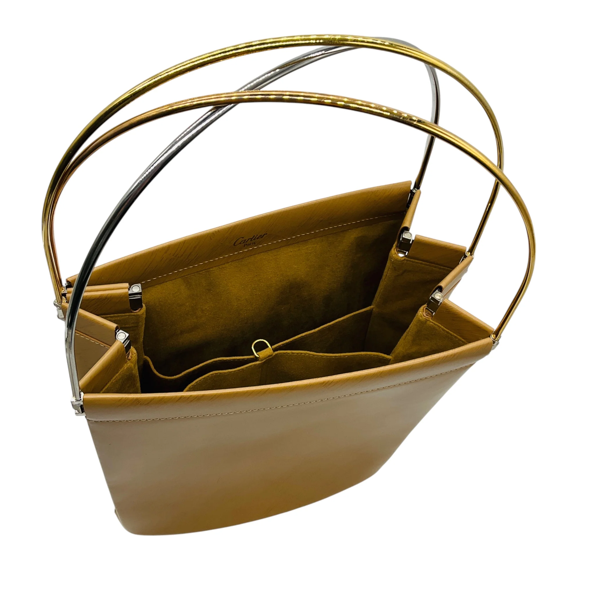Cartier Tan Cowhide Leather Trinity Top Handle Handbag - Image 6