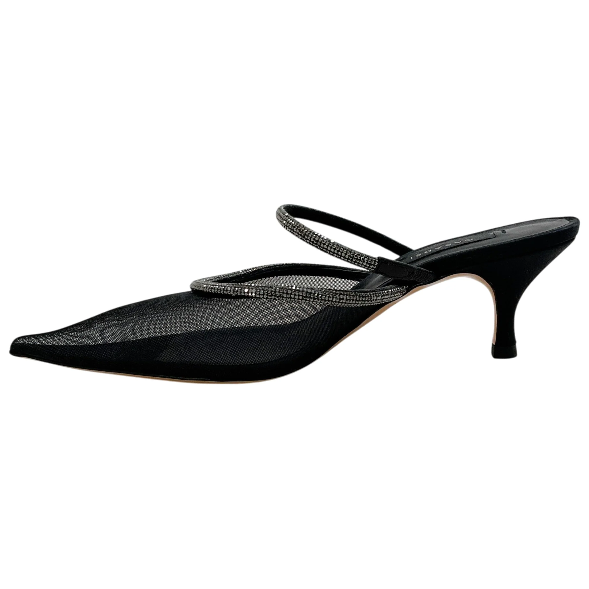Casadei Black Mesh Mimi Mules with Crystals - Image 3