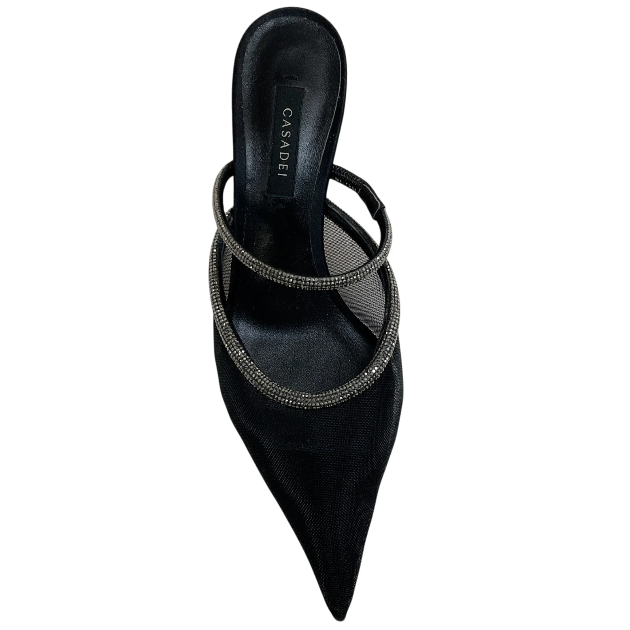 Casadei Black Mesh Mimi Mules with Crystals - Image 4