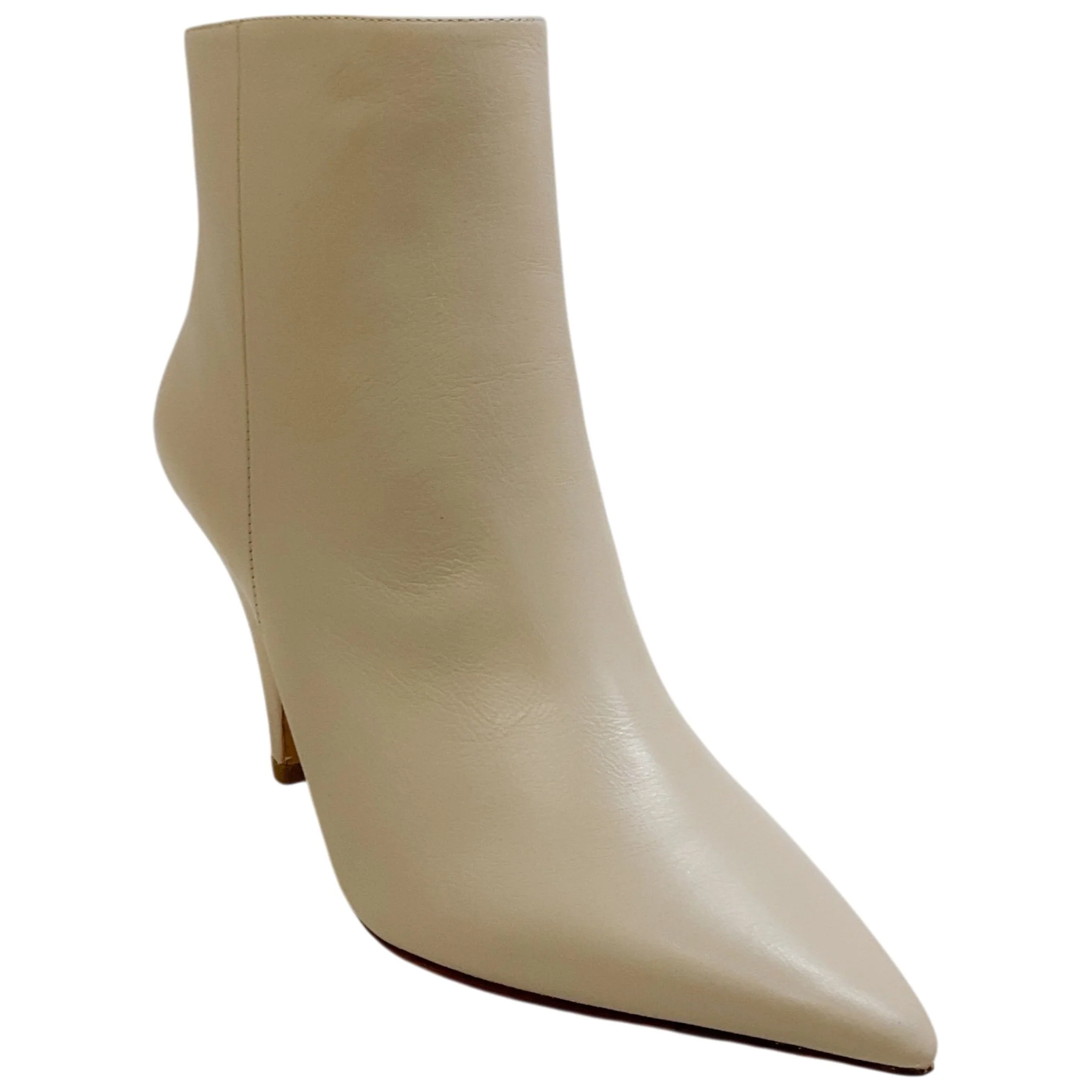 Alexandre Birman Eggshell Leather Frenchie Booties
