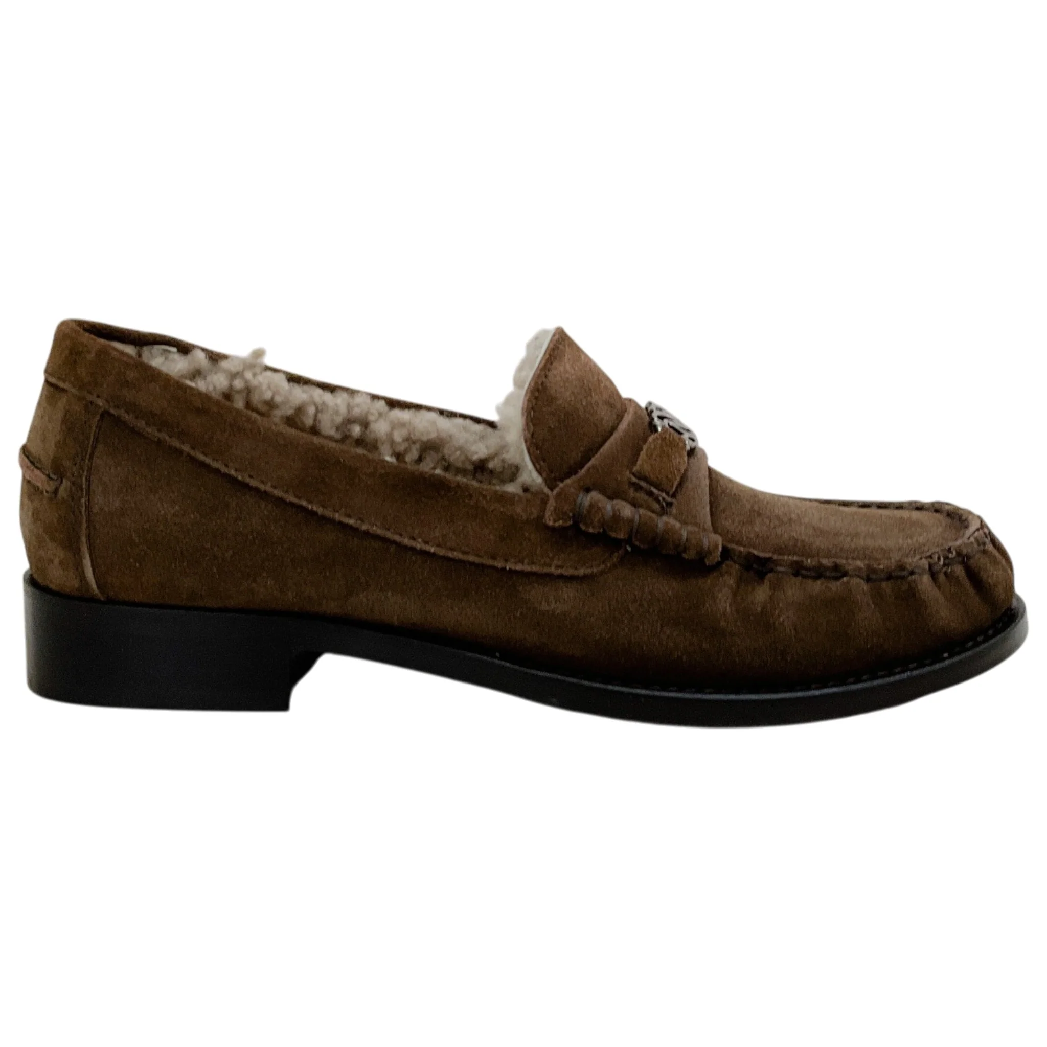 Casade Brown Suede Shearling Lined Loafers - Image 2