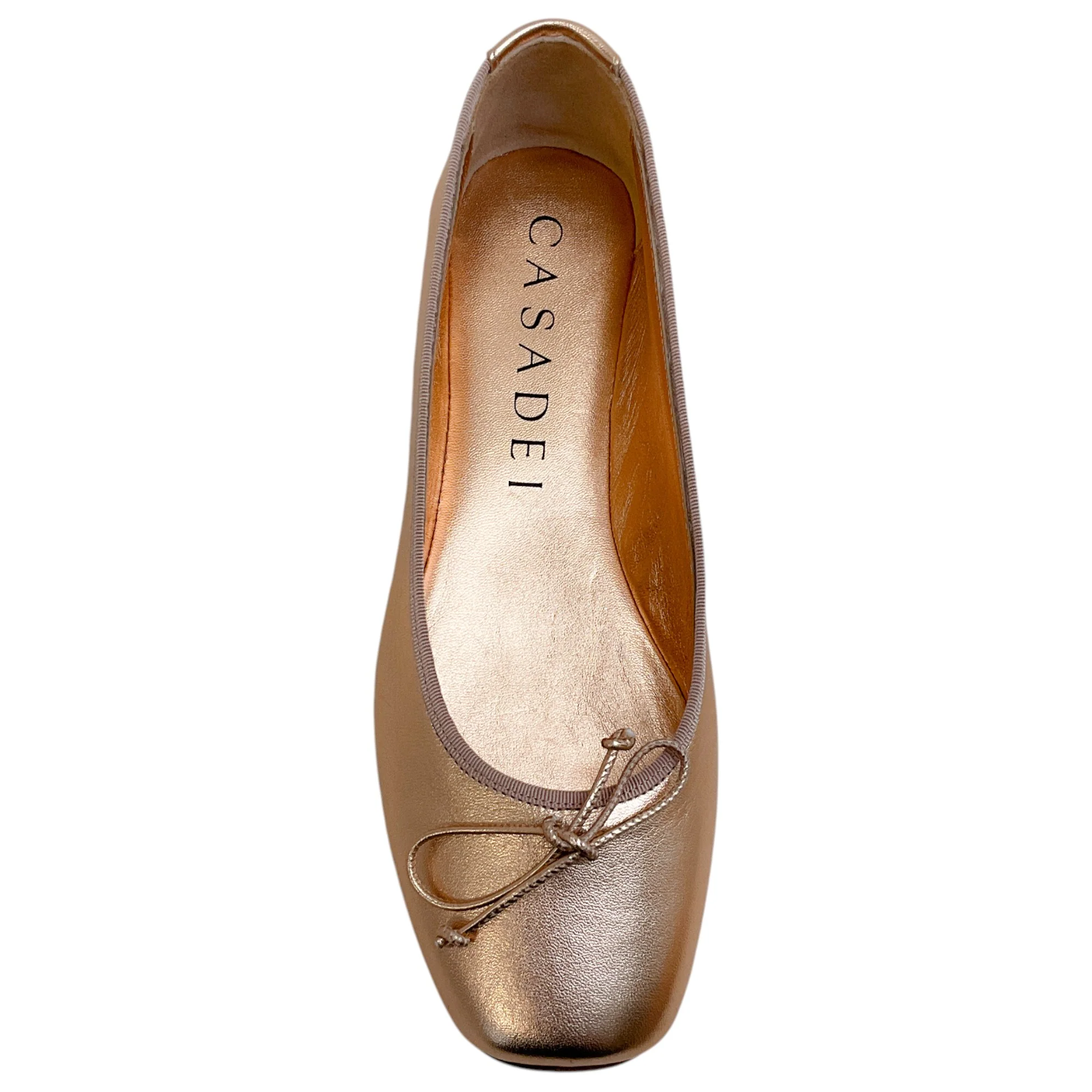 Casadei Rose Gold Lather Ballerina Flats - Image 4
