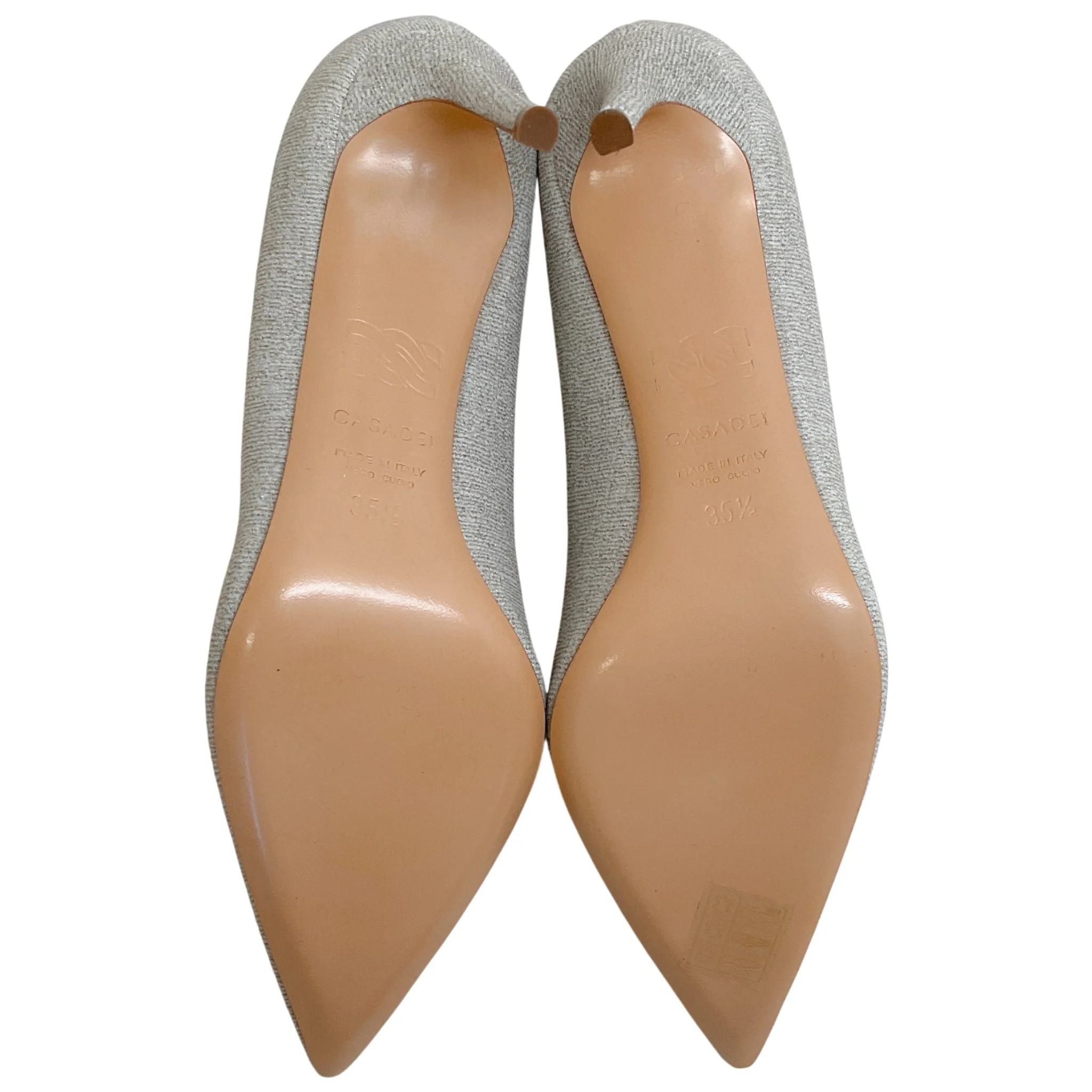 Casadei Silver Shimmer Fabric Pumps - Image 7