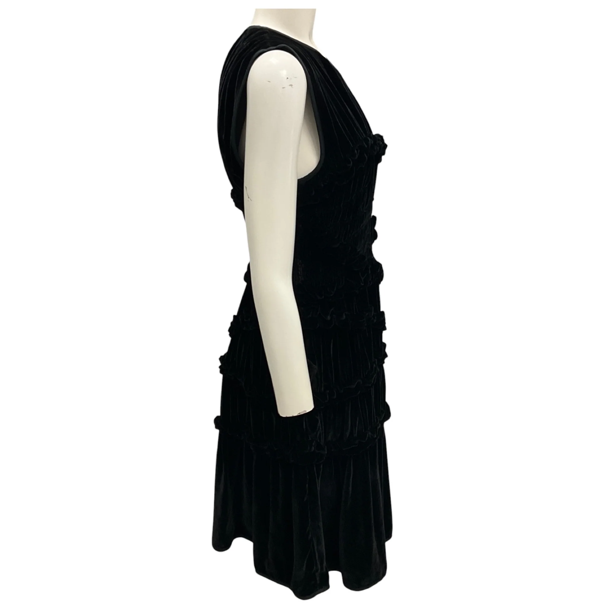 Cecilie Bahnsen Black Ruched Velvet Cocktail Dress - Image 2