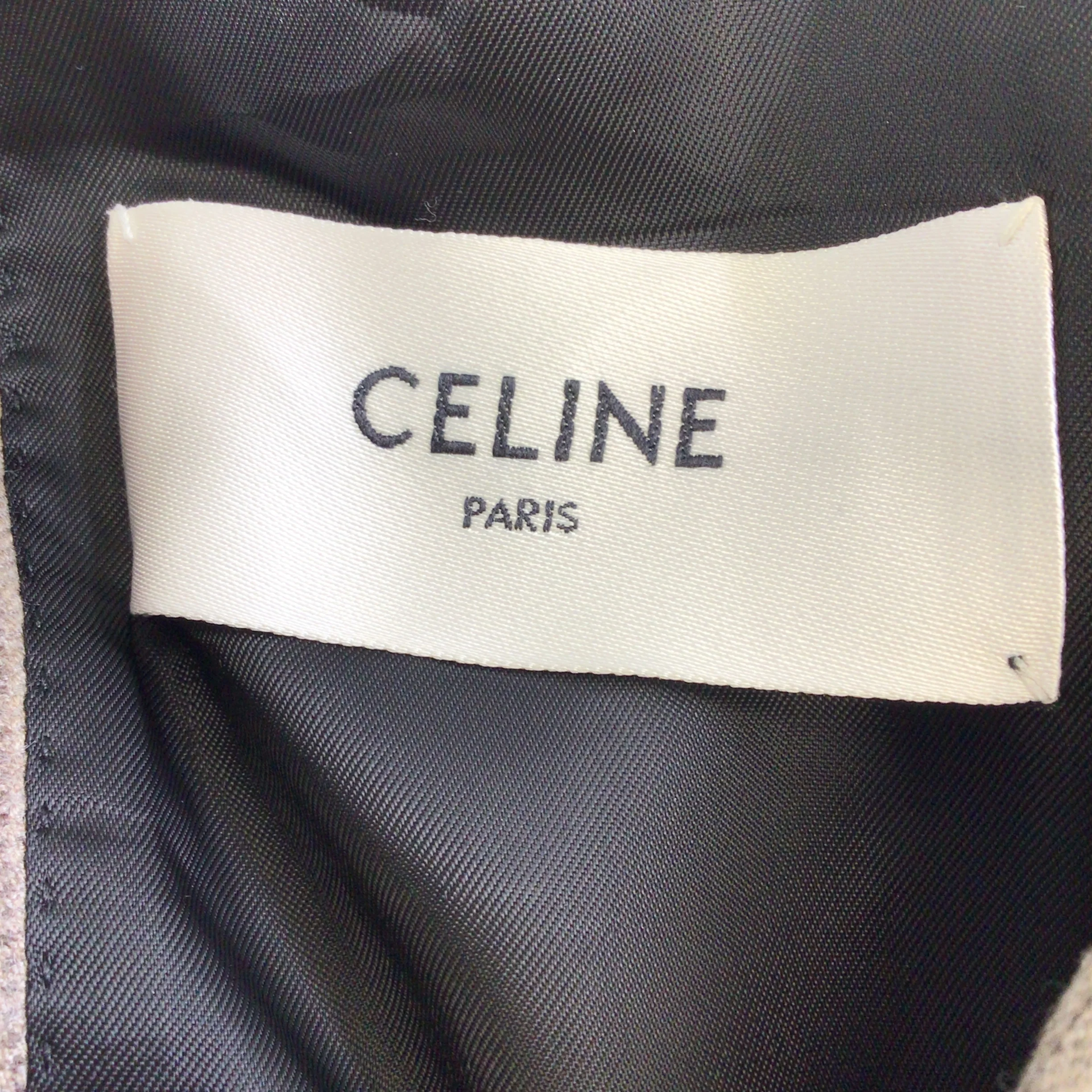 Celine Beige Garçon Elbow Patch Detail Striped Cashmere Flannel Jacket - Image 5