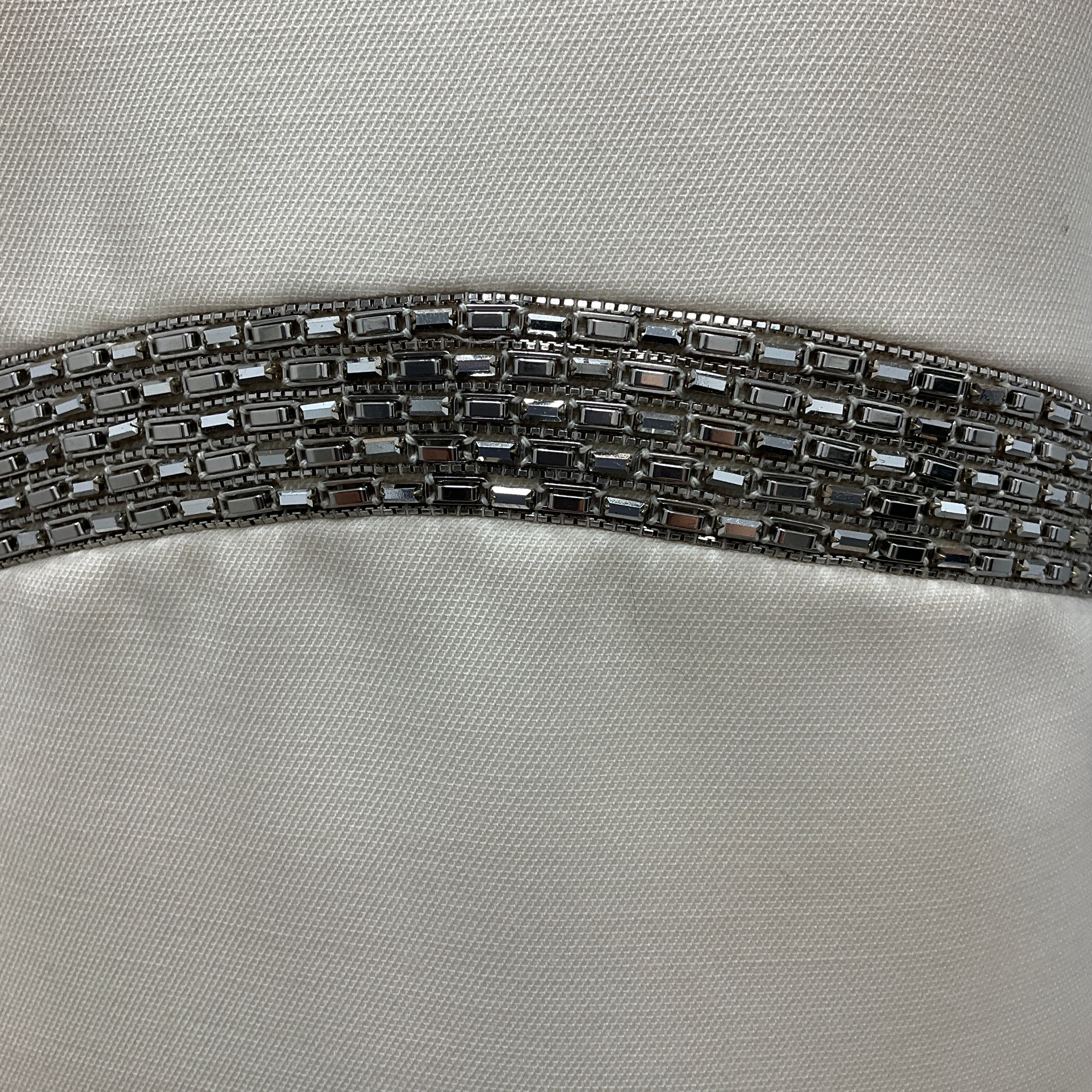 Celine Ivory / Silver Bead Embellished Sleeveless Wool Shift Dress - Image 5