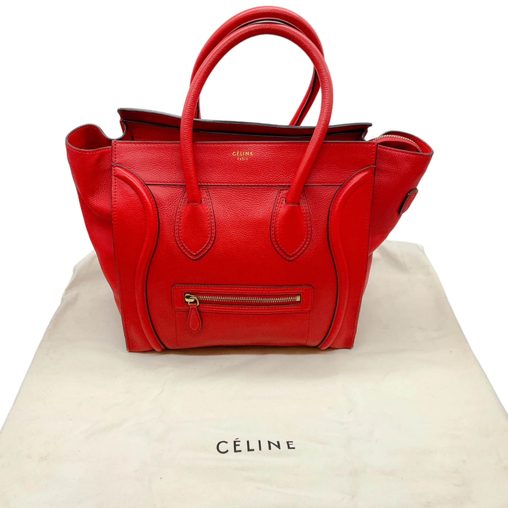 Celine Red Leather Luggage Shopper Bag - Image 11