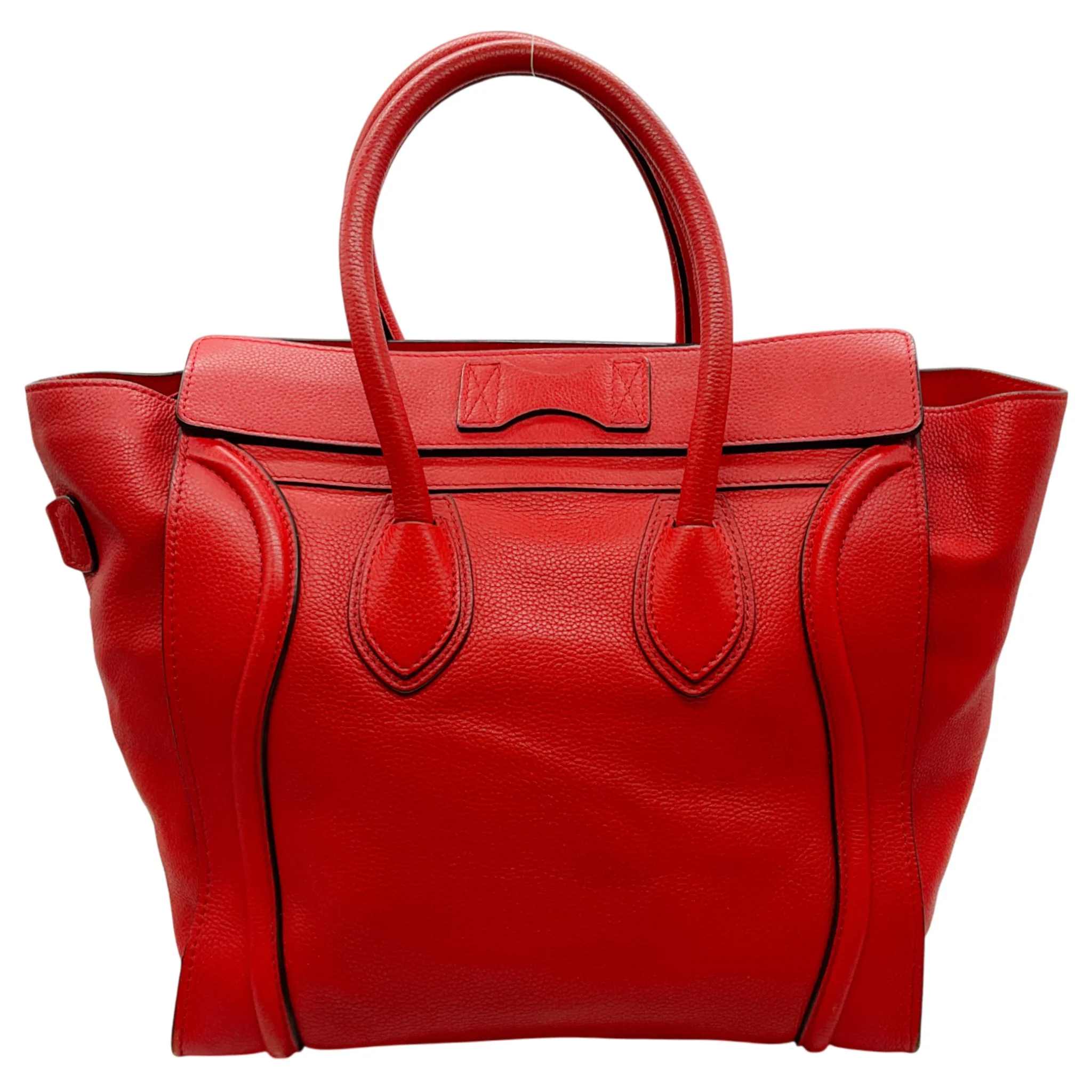 Celine Red Leather Luggage Shopper Bag - Image 3