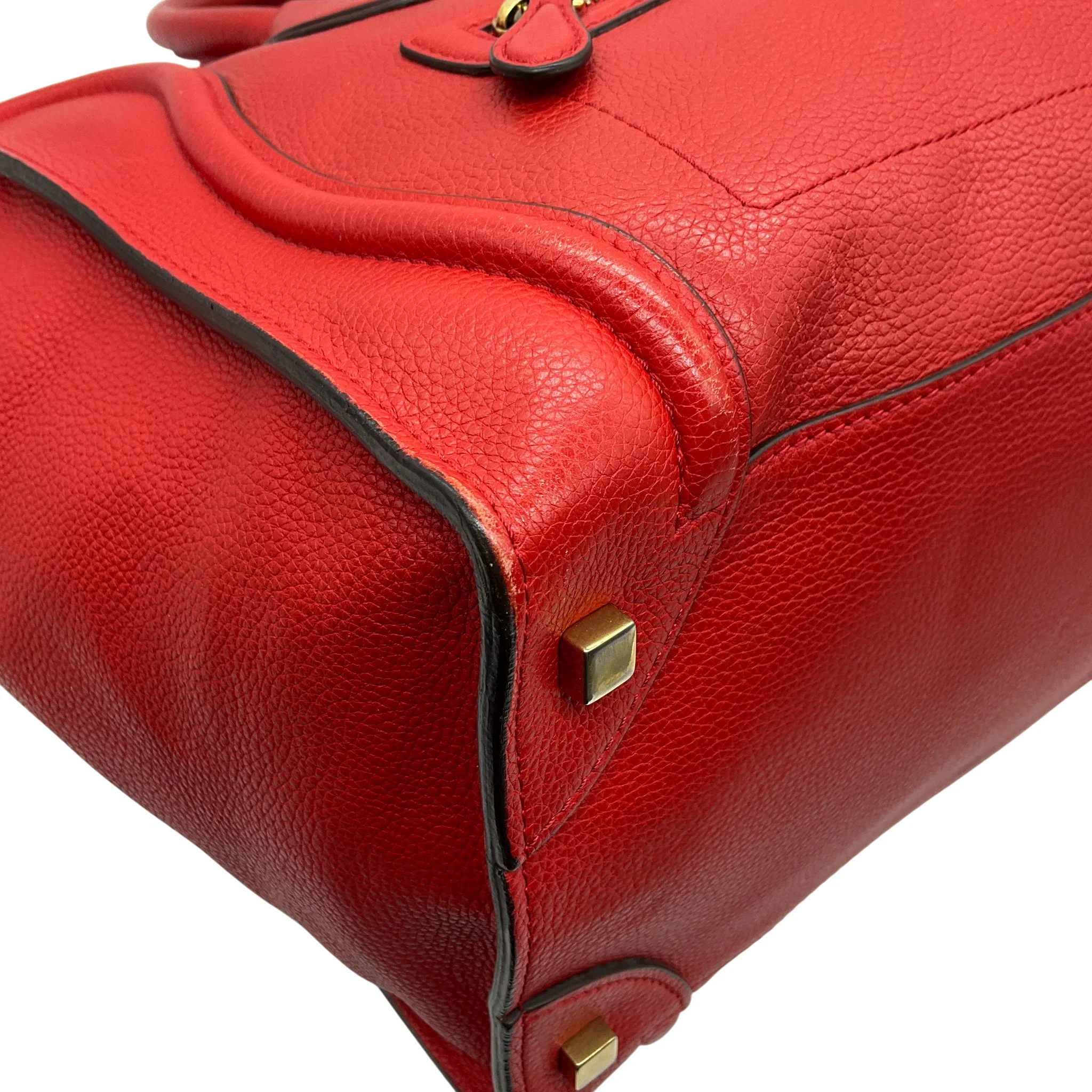 Celine Red Leather Luggage Shopper Bag - Image 6