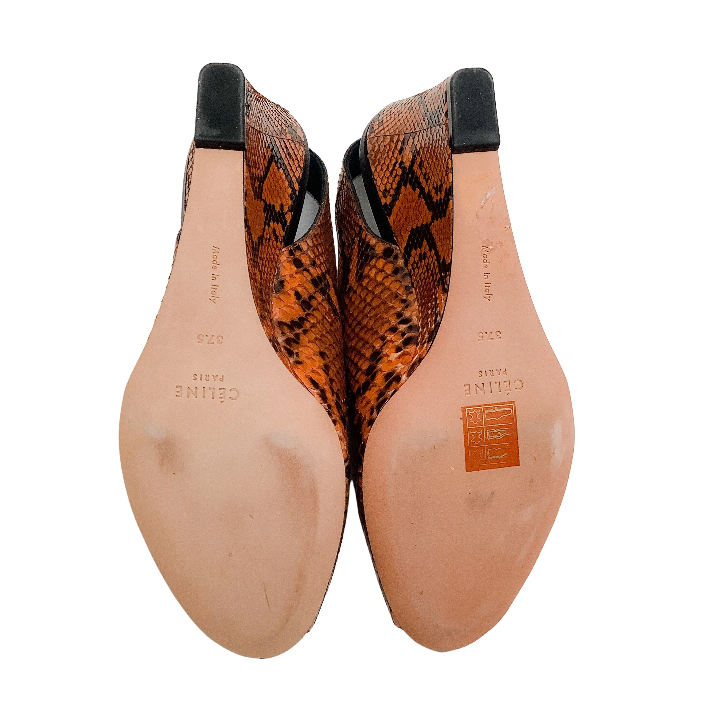 Celine Rust Python Peep Toe Wedges - Image 7
