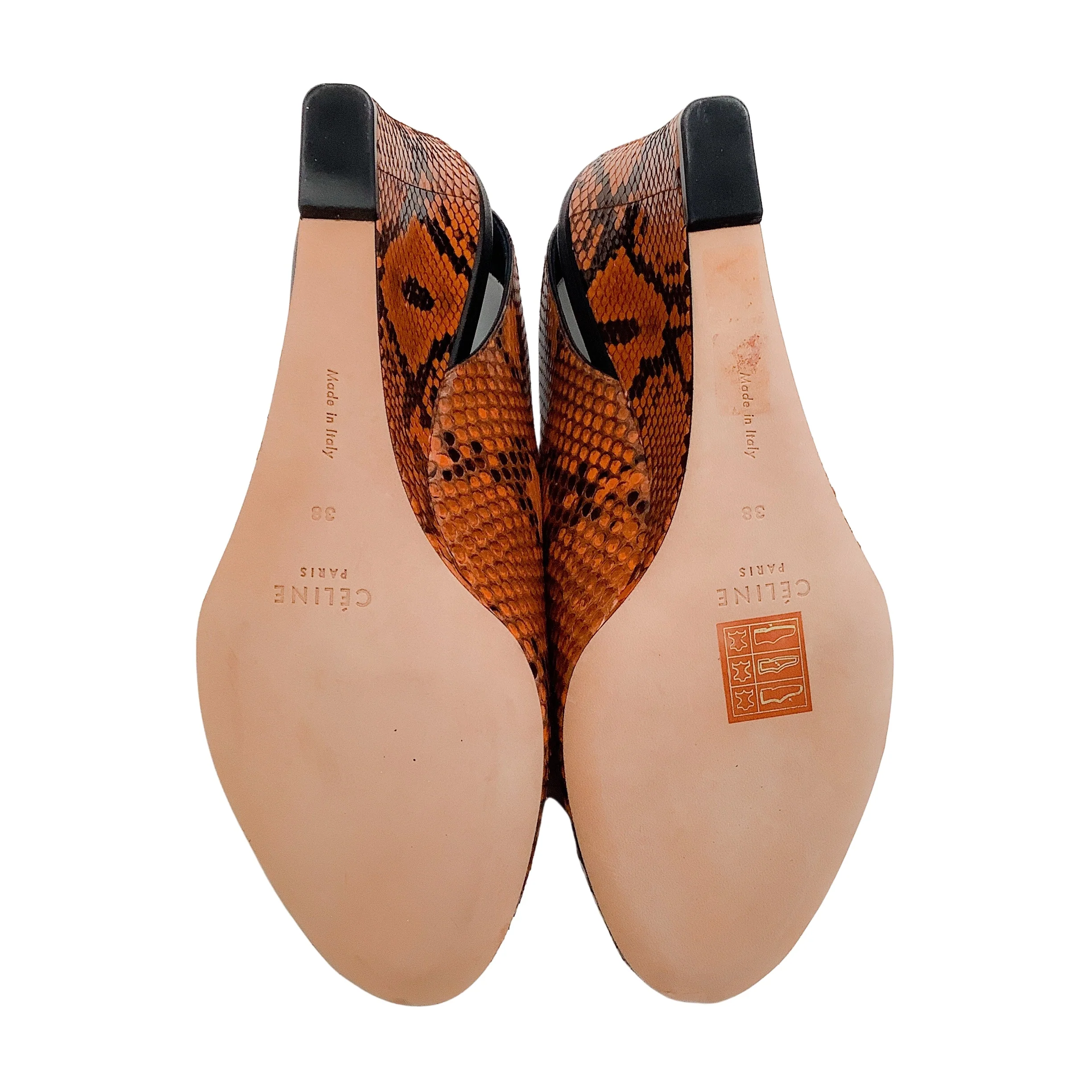 Celine Rust Python Peep Toe Wedges - Image 8