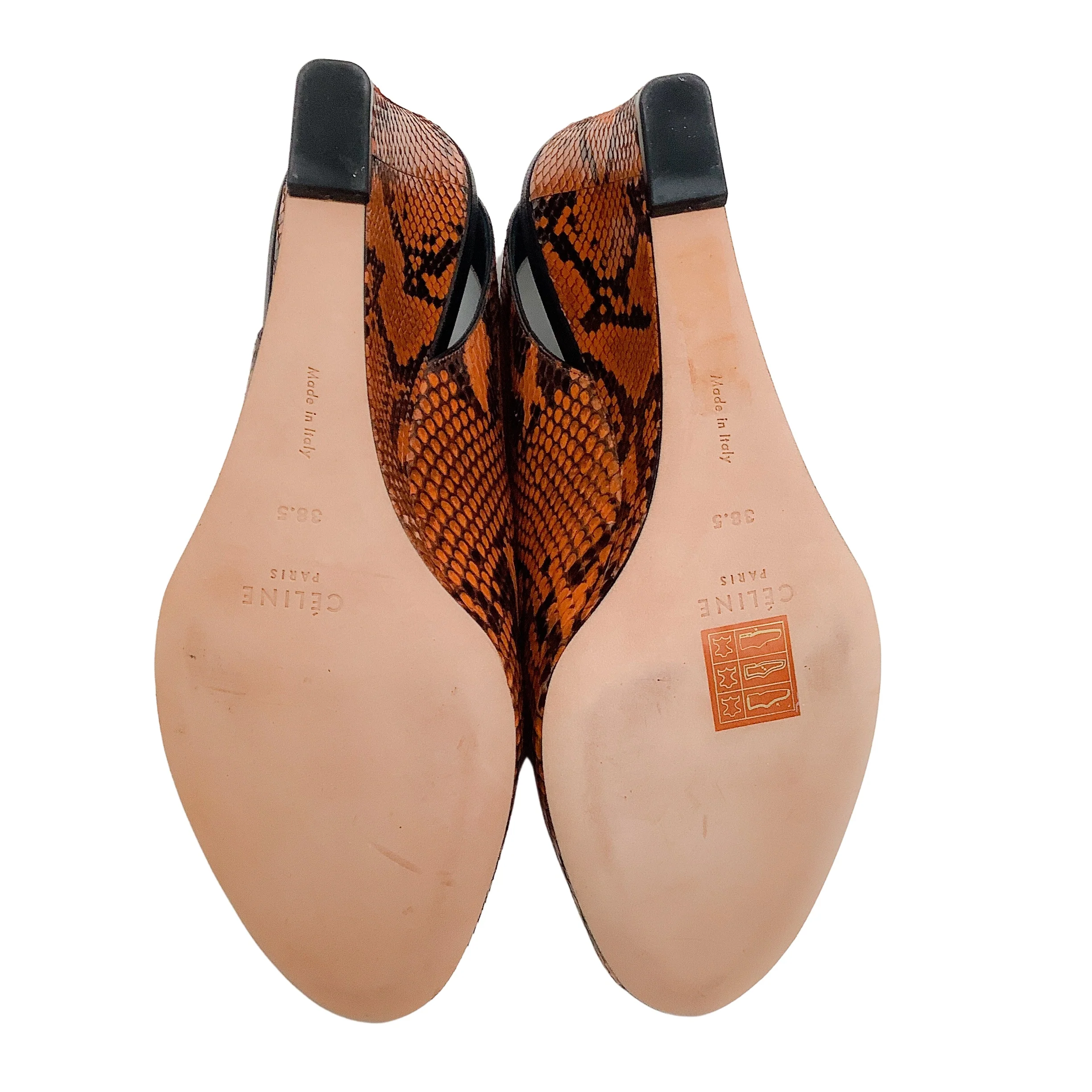 Celine Rust Python Peep Toe Wedges - Image 9