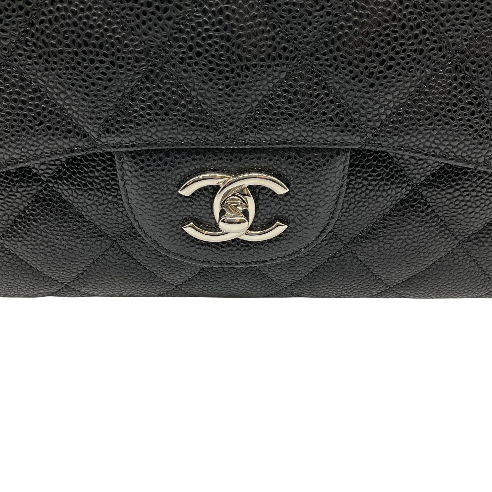 Chanel 2013 Black Caviar Leather Double Flap Shoulder Bag - Image 4