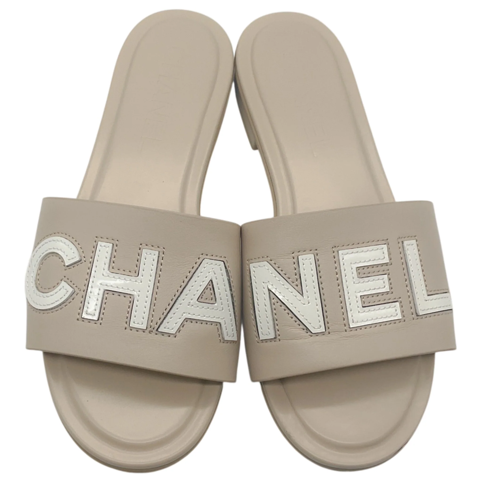 Chanel 2023 Beige Slide Sandals - Image 4