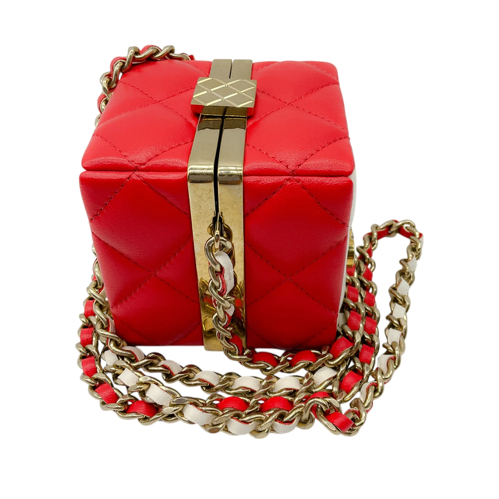 Chanel 2023 White / Red / Gold Hardware Mini Vanity Box Handbag - Image 2