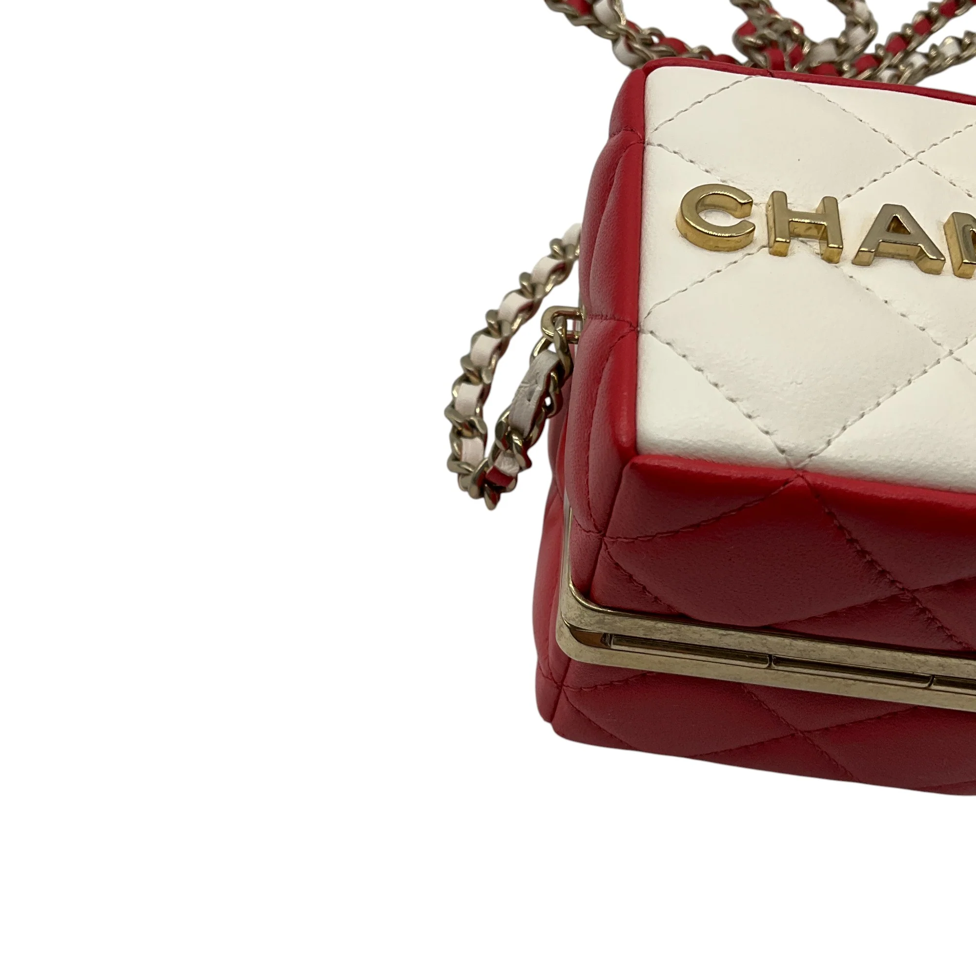 Chanel 2023 White / Red / Gold Hardware Mini Vanity Box Handbag - Image 5