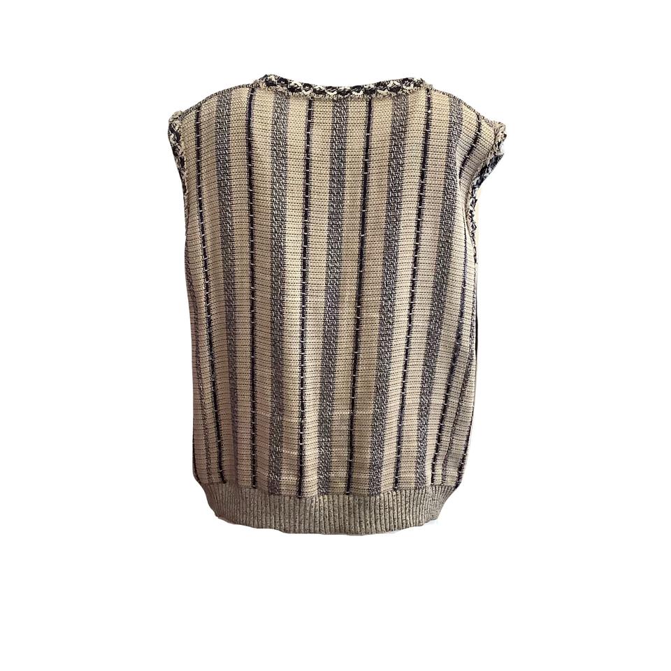 Chanel Beige / Navy Tweed Sequined Vest - Image 3