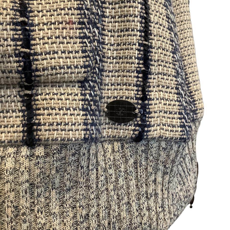 Chanel Beige / Navy Tweed Sequined Vest - Image 5