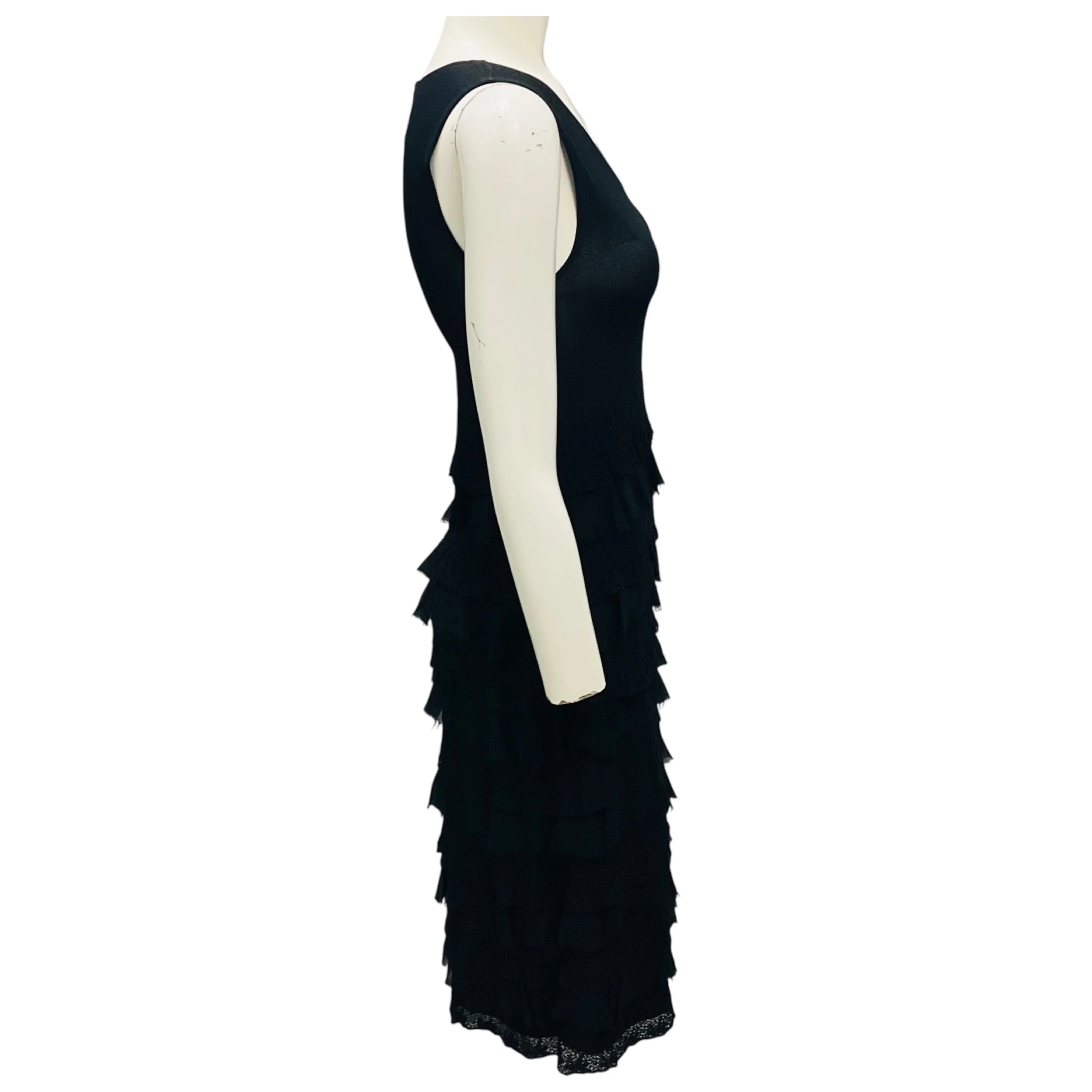 Chanel Black 2005 Sleeveless Multi Tiered Viscose Knit Midi Dress - Image 2