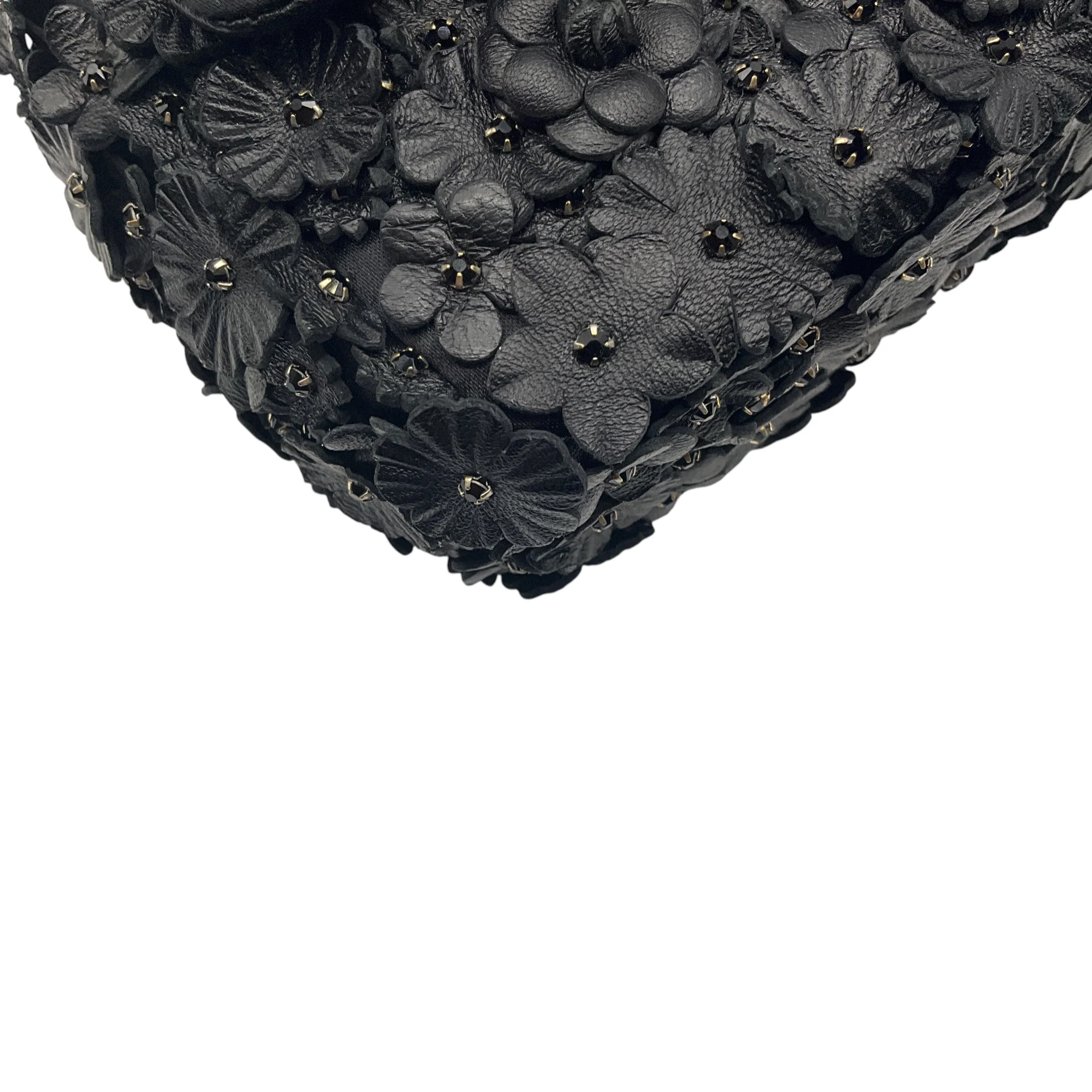 Chanel Black Camellia Flower Applique Leather and Crystal Handbag - Image 7