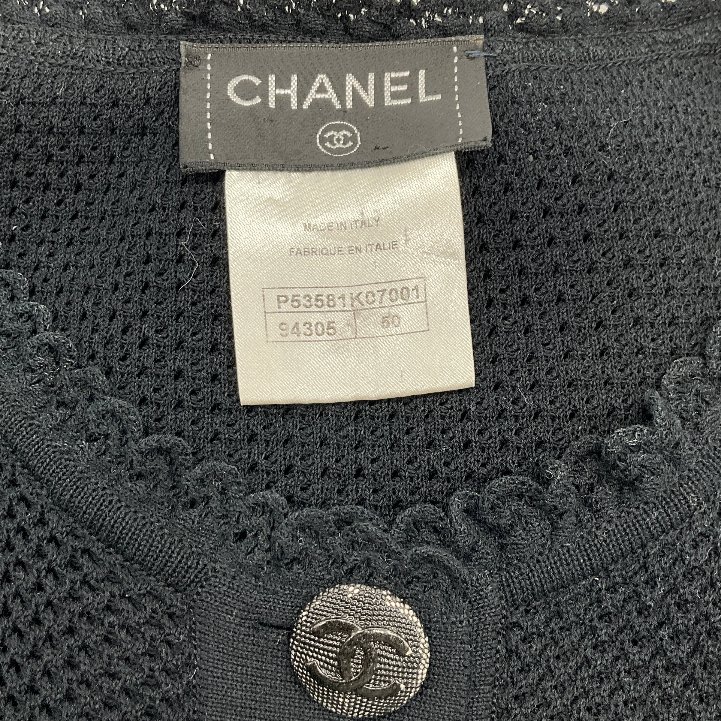 Chanel Black Cotton Crochet Flounce Dress - Image 4