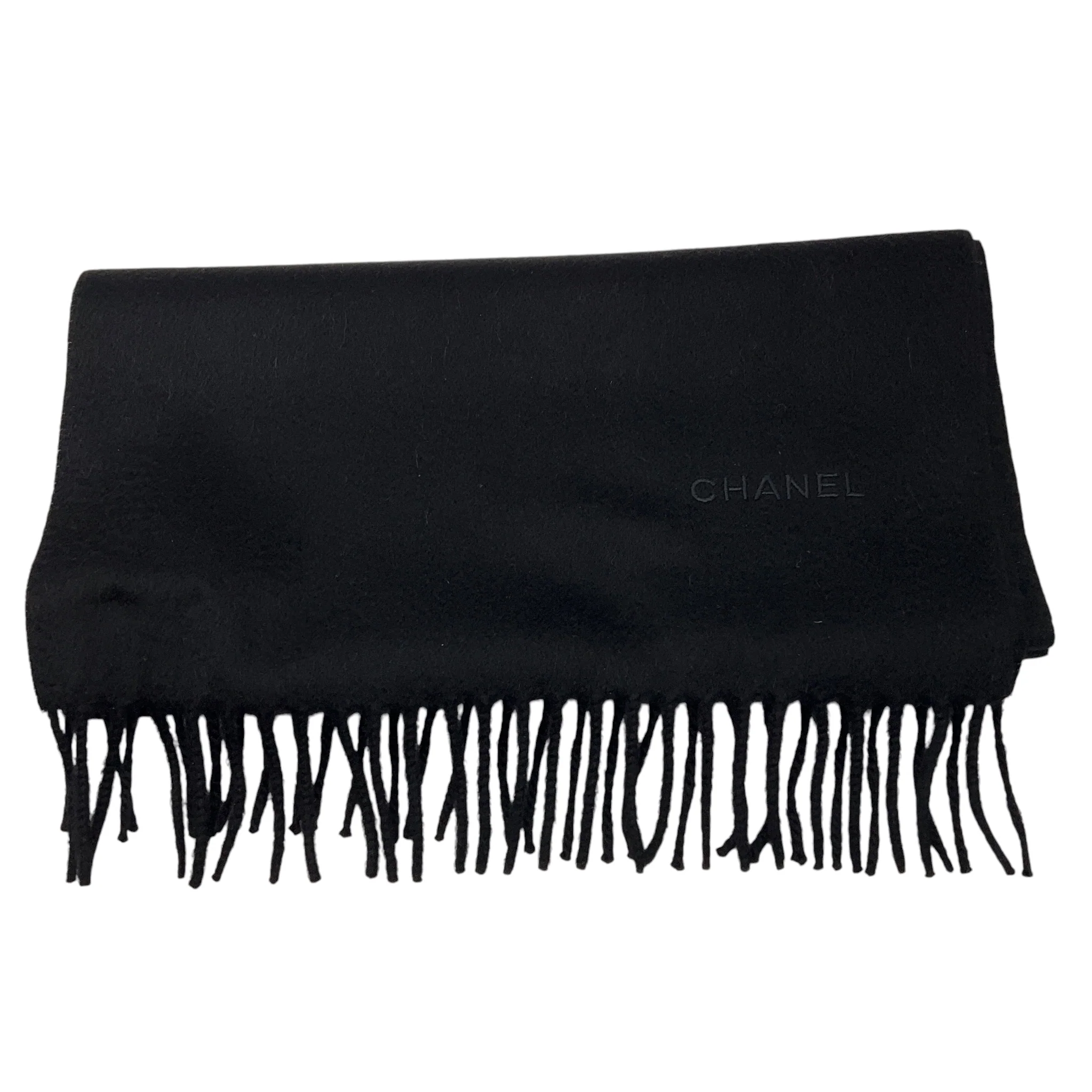 Chanel Black Fringed Cashmere Scarf - Image 5