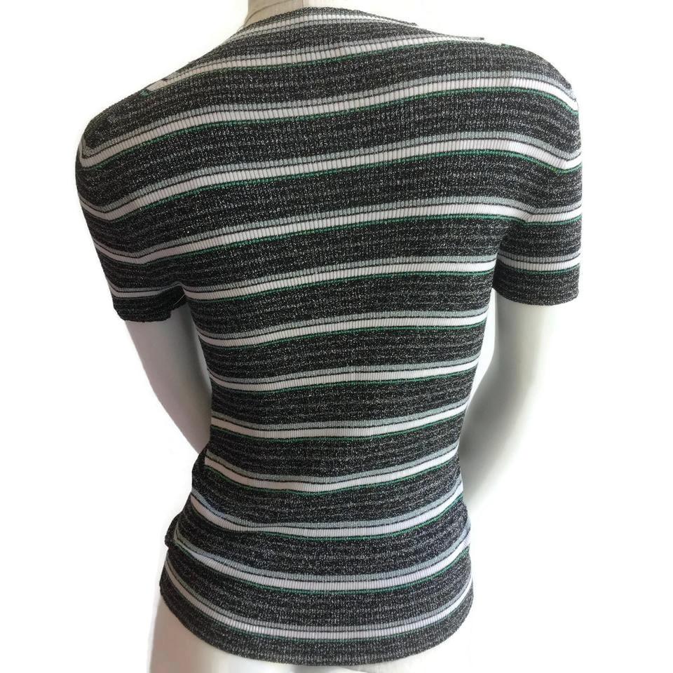 Chanel Black / Green / Gray Striped Tee Shirt - Image 3