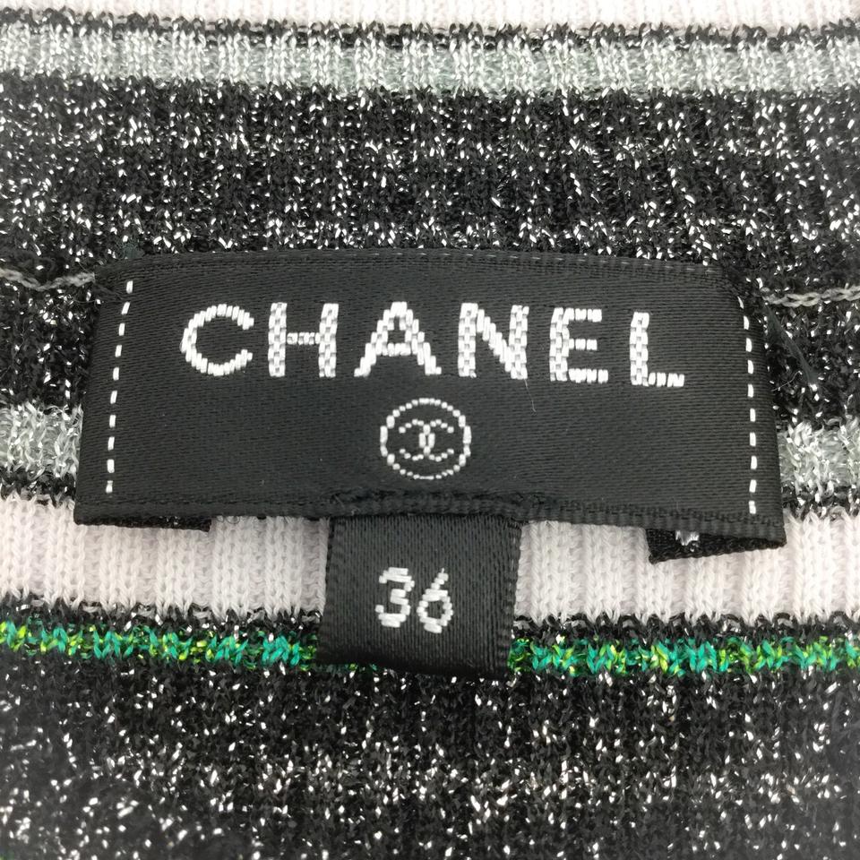 Chanel Black / Green / Gray Striped Tee Shirt - Image 4