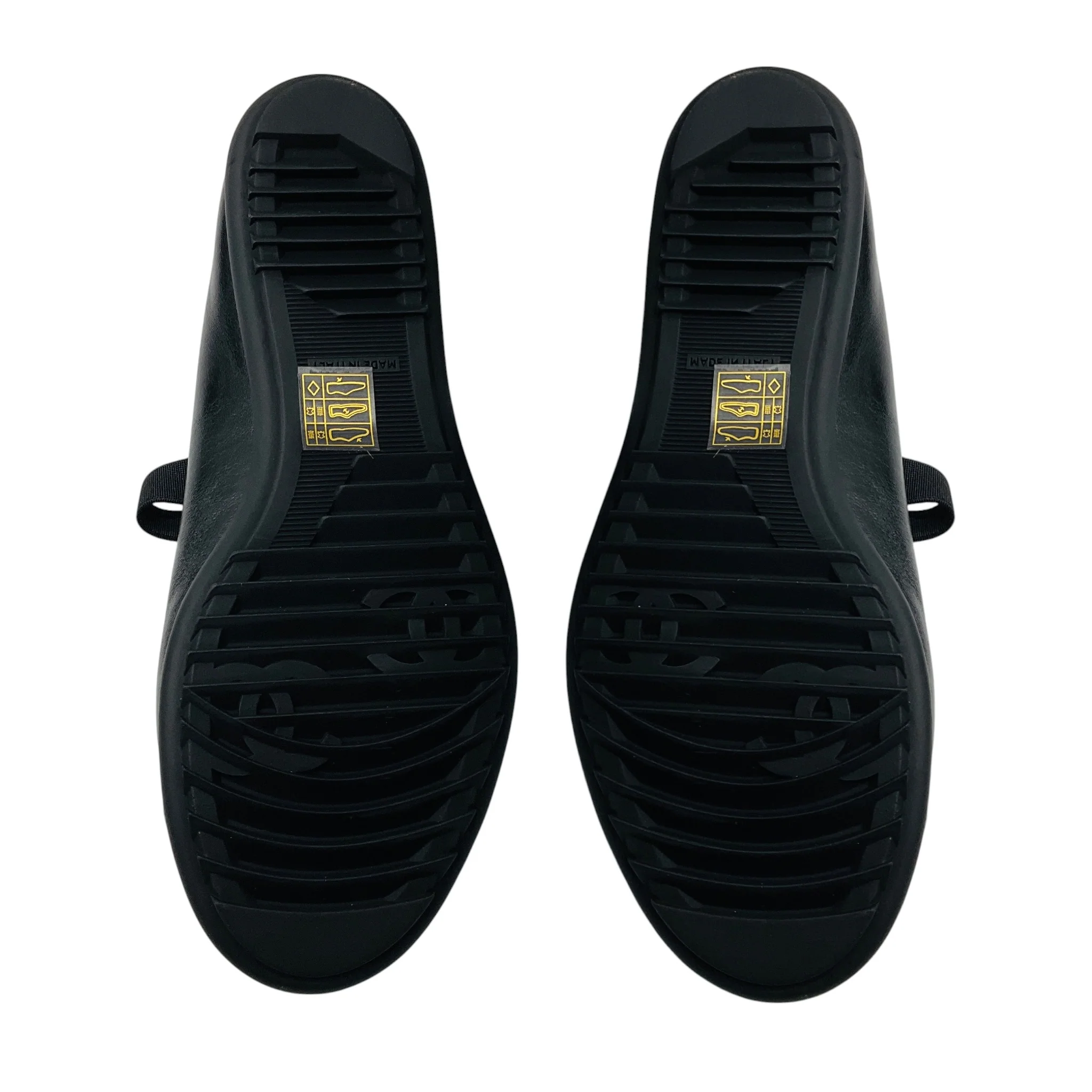 Chanel Black Lambskin Cap Toe CC Mary Jane Flats - Image 7