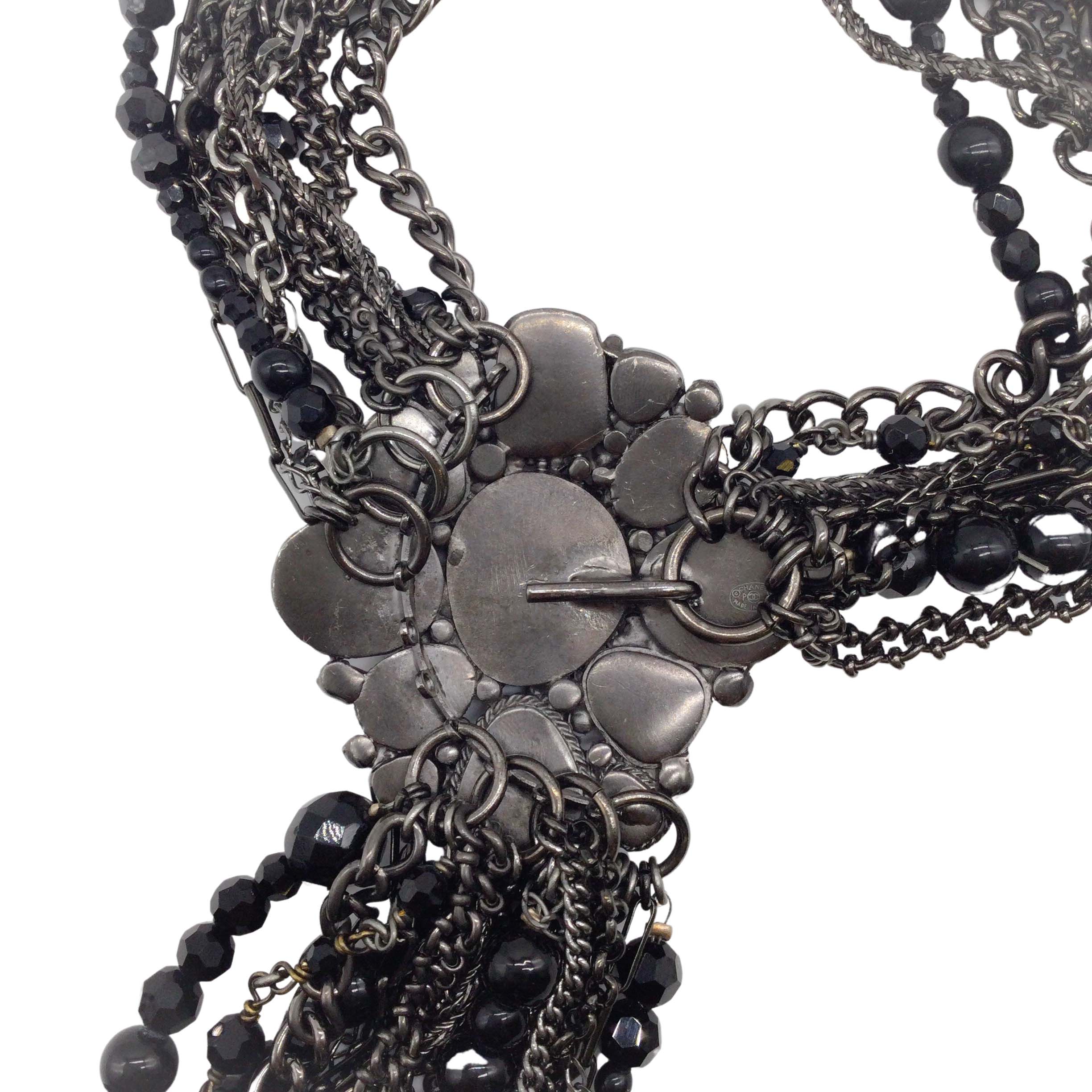 Chanel Black Multi Chain/Beaded Strand Necklace - Image 3
