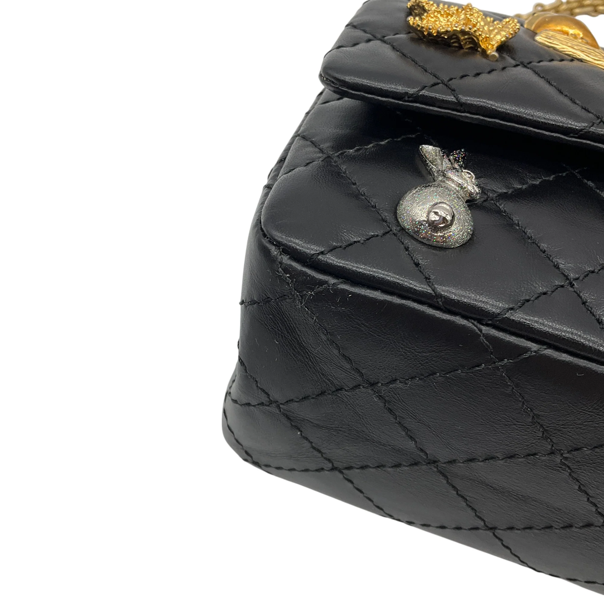 Chanel Black Quilted Aged Calfskin Leather Limited Edition Lucky Charms 2.55 Reissue Flap Bag - Image 6
