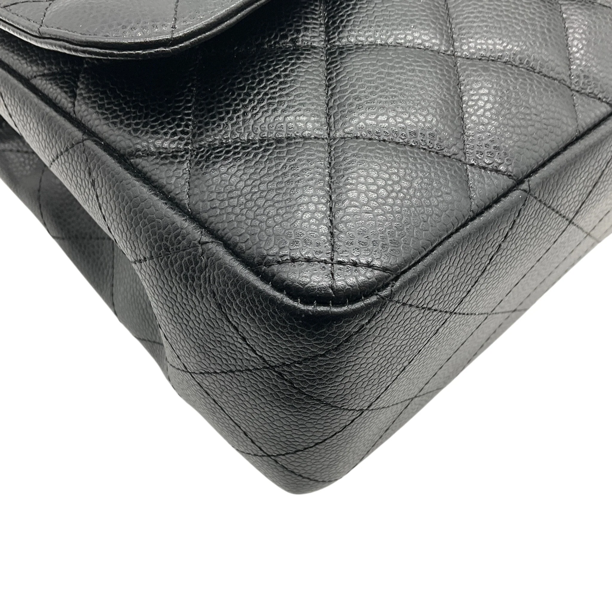 Chanel Black Quilted Caviar Jumbo Single Flap Bag - Image 6