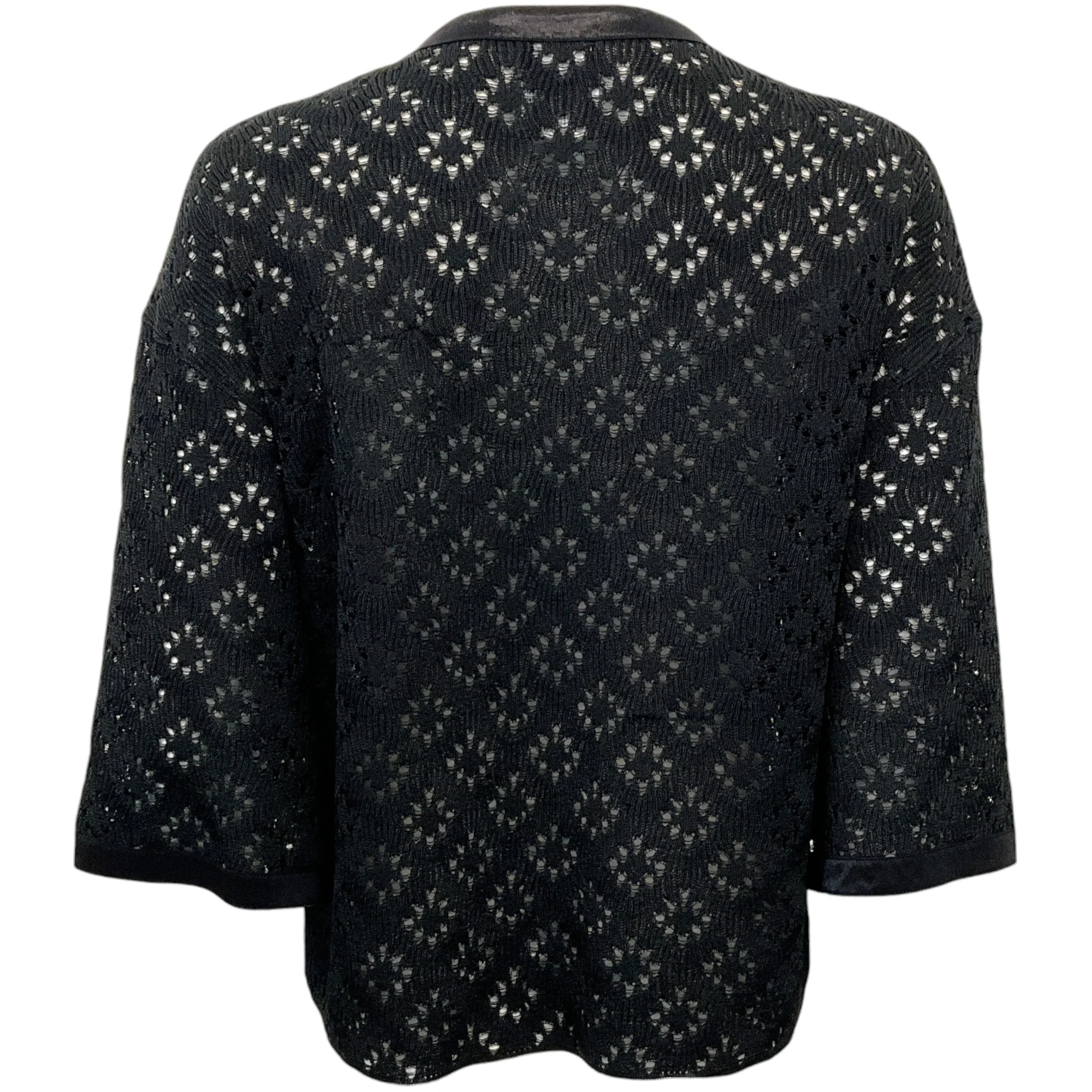 Chanel Black Silk Open Knit Cardigan - Image 3