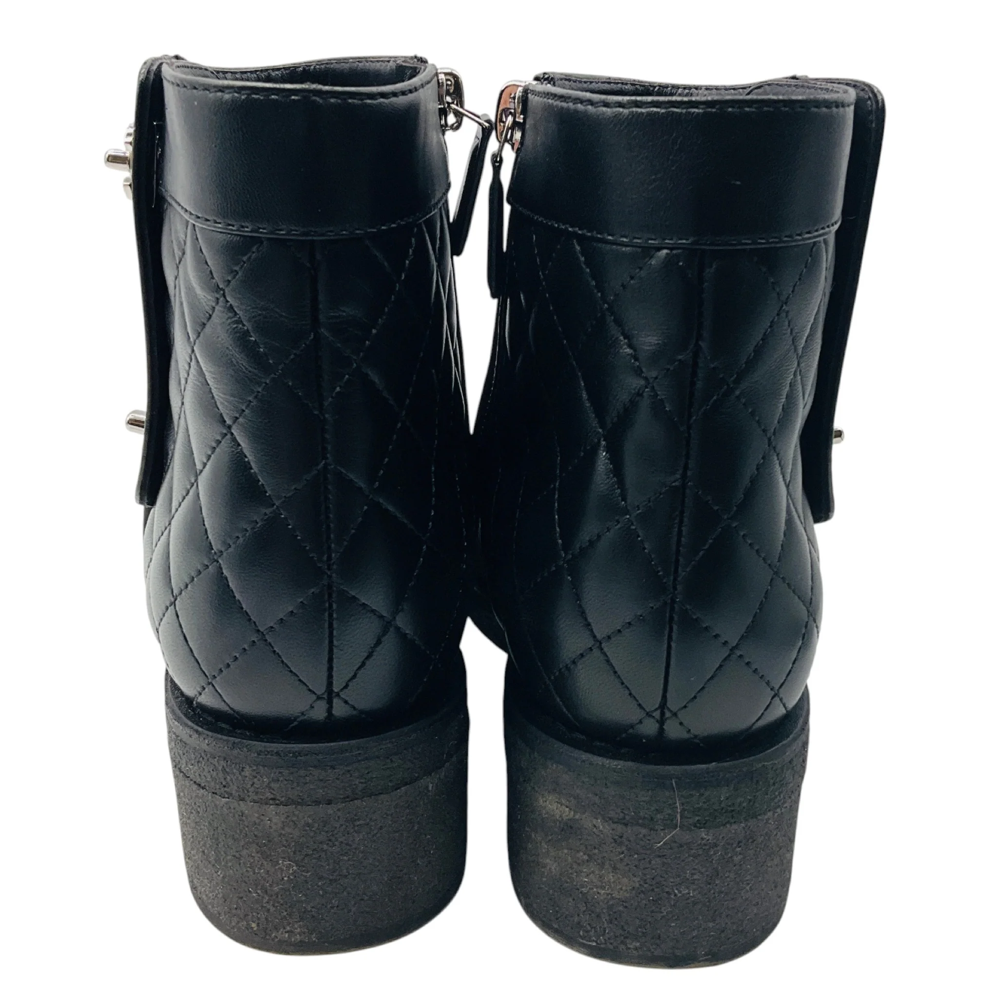Chanel Black / Silver Cocomark Turnlock Quilted Calfskin Short Boots - Image 6